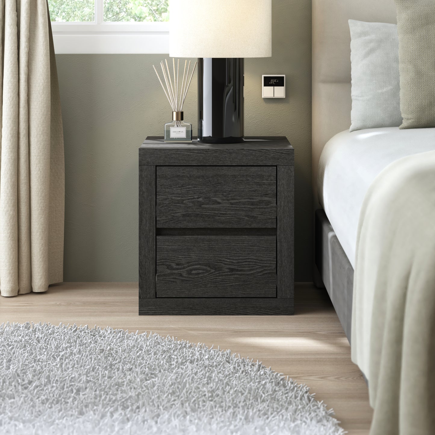 Galano Modern Tall 2-Drawer Nightstand 18.9" W × 16.3" D × 20.3" H