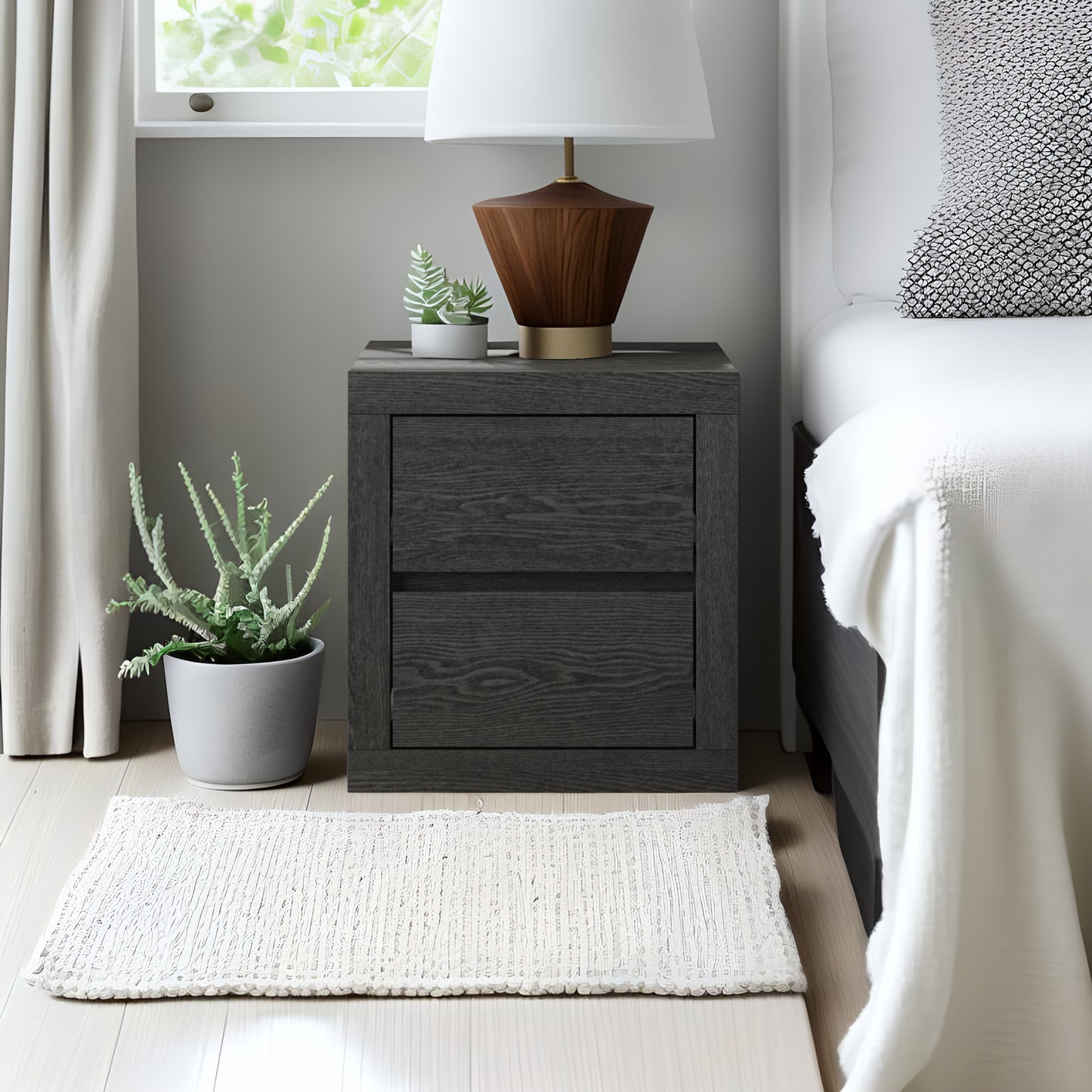 Galano Modern Tall 2-Drawer Nightstand 18.9" W × 16.3" D × 20.3" H