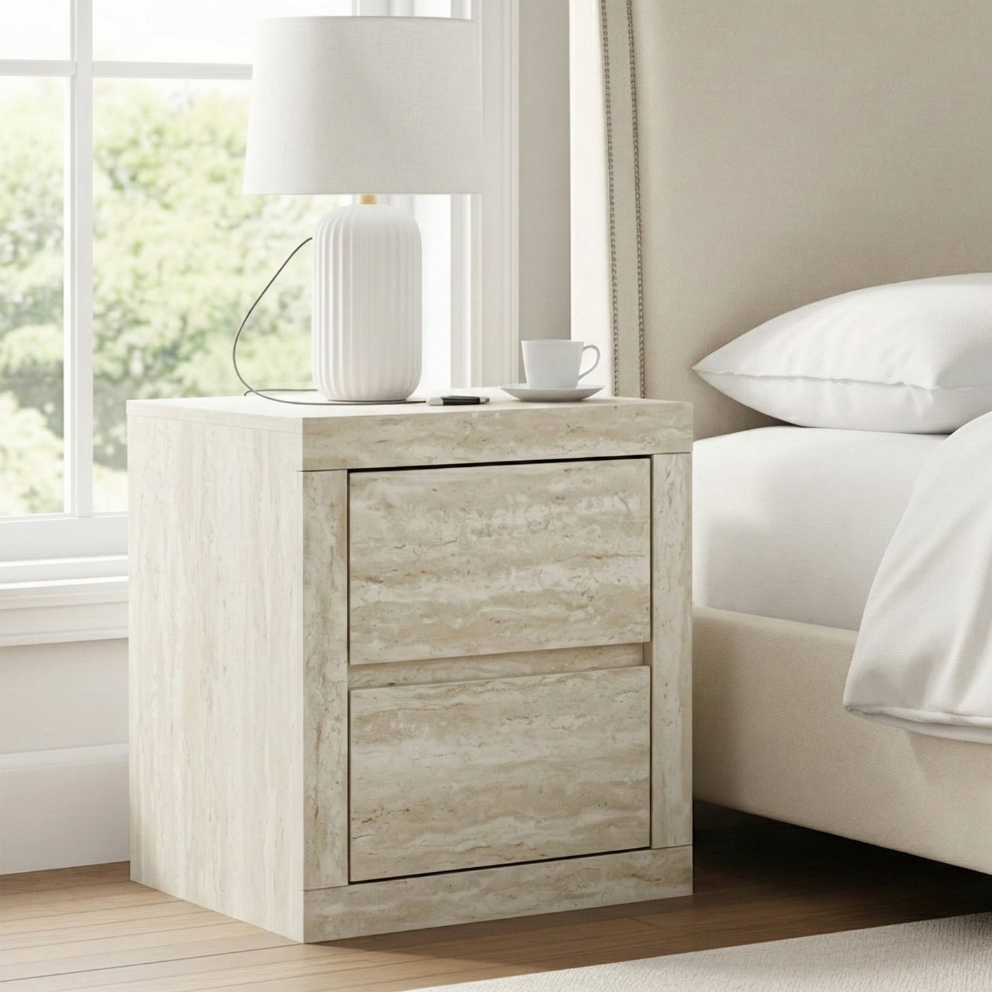 Galano Modern Tall 2-Drawer Nightstand 18.9" W × 16.3" D × 20.3" H