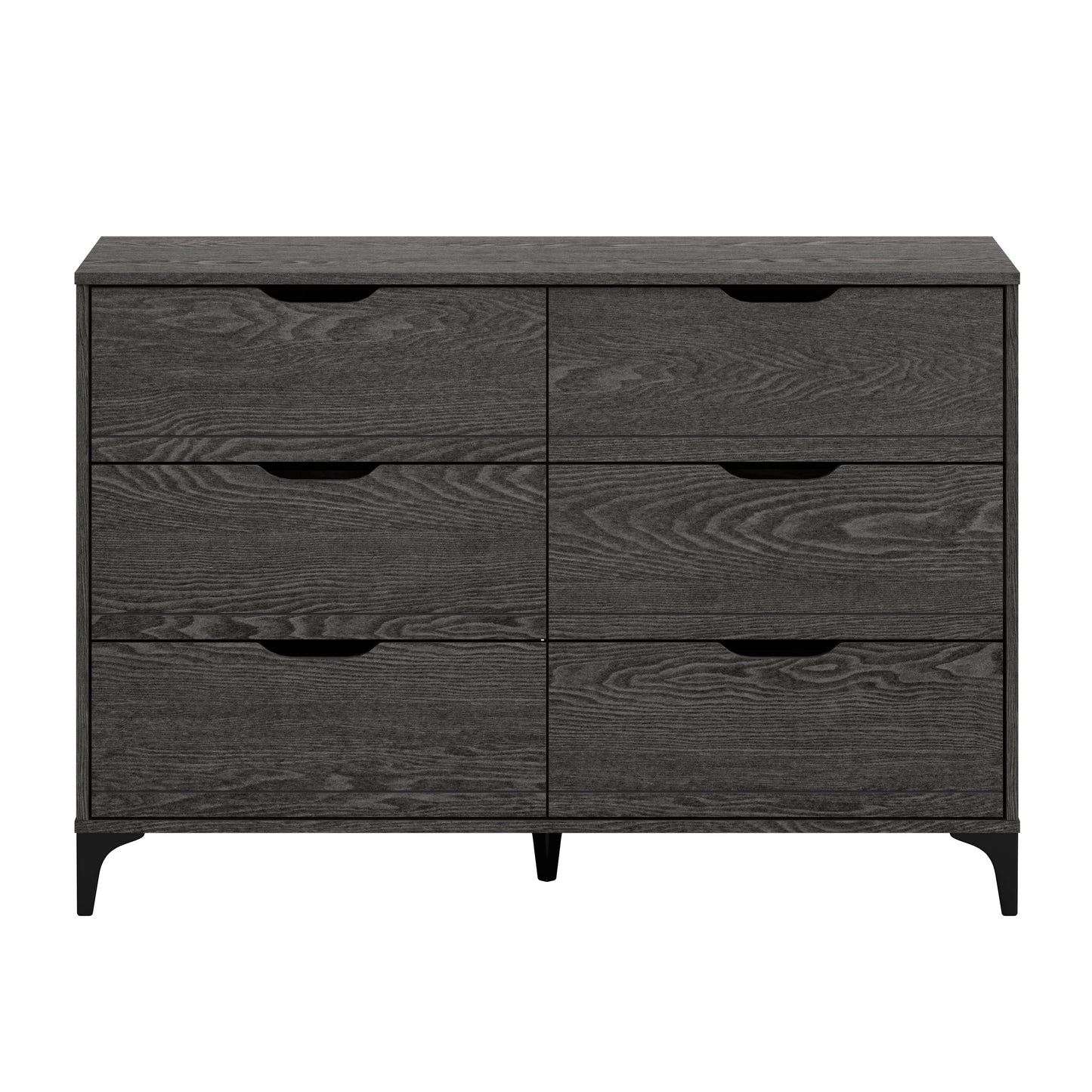 Galano Lilay 6 Drawer Dresser (Interlock) - Dark Grey Oak