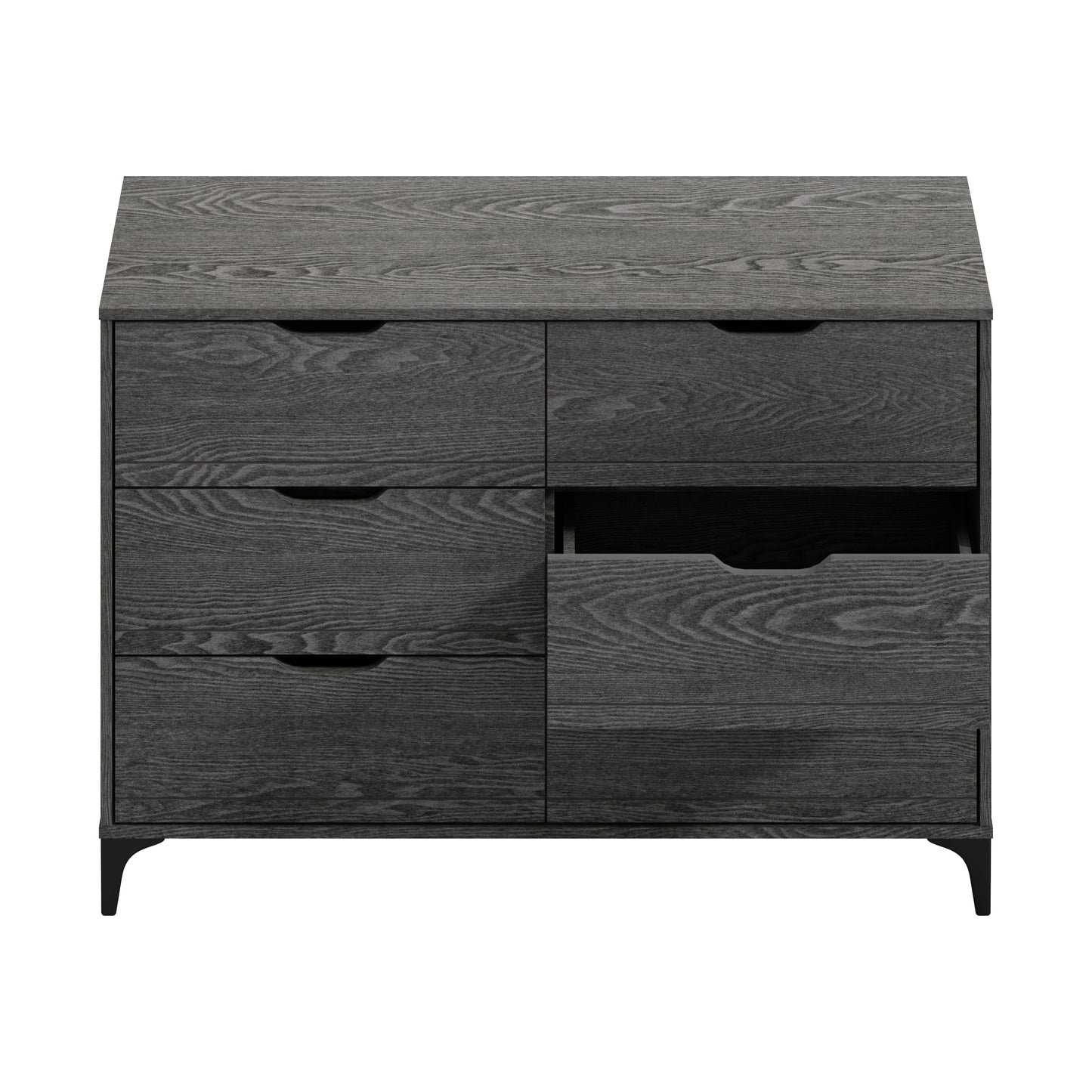 Galano Lilay 6 Drawer Dresser (Interlock) - Dark Grey Oak