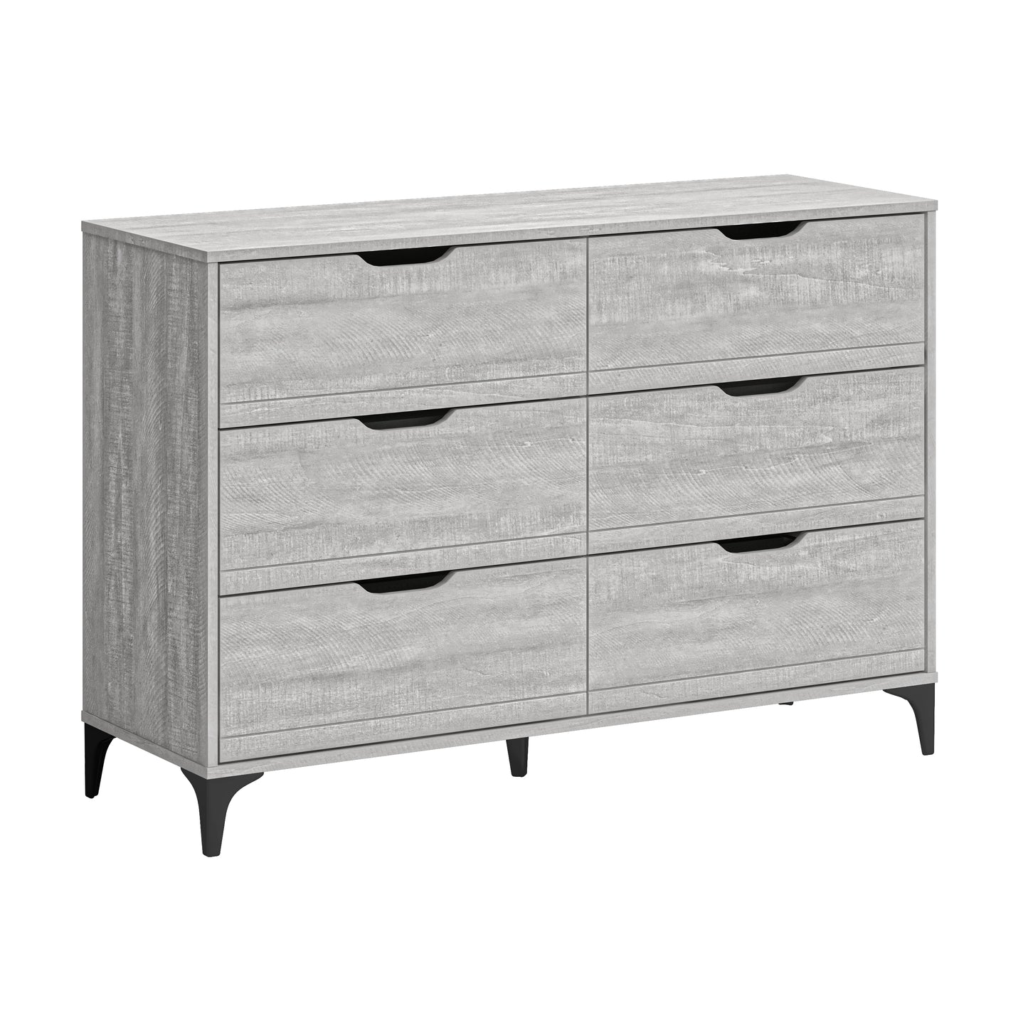Galano Lilay 6 Drawer Dresser (Interlock) - Dusty Grey Oak