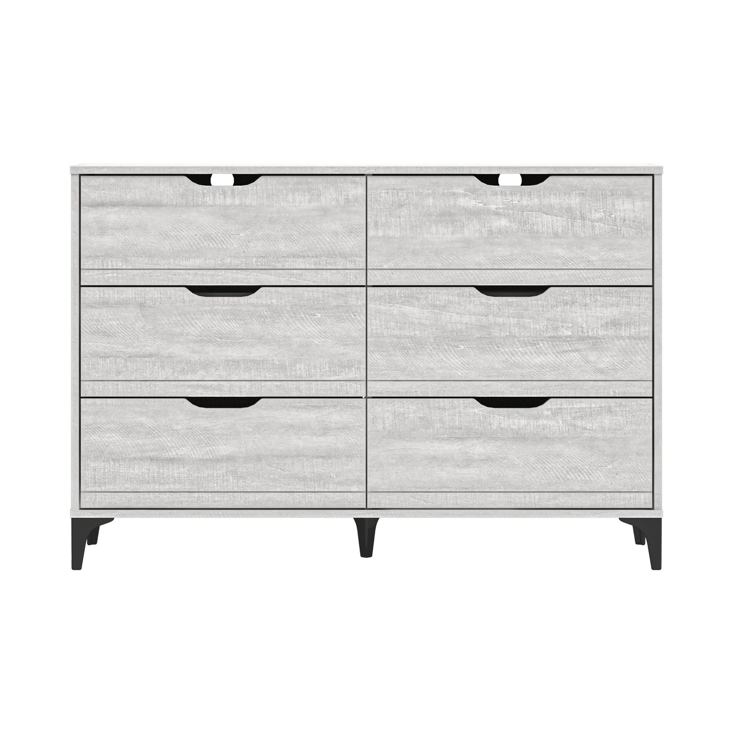 Galano Lilay 6 Drawer Dresser (Interlock) - Dusty Grey Oak