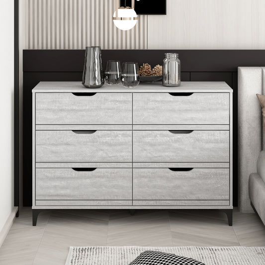 Galano Lilay 6 Drawer Dresser (Interlock) - Dusty Grey Oak