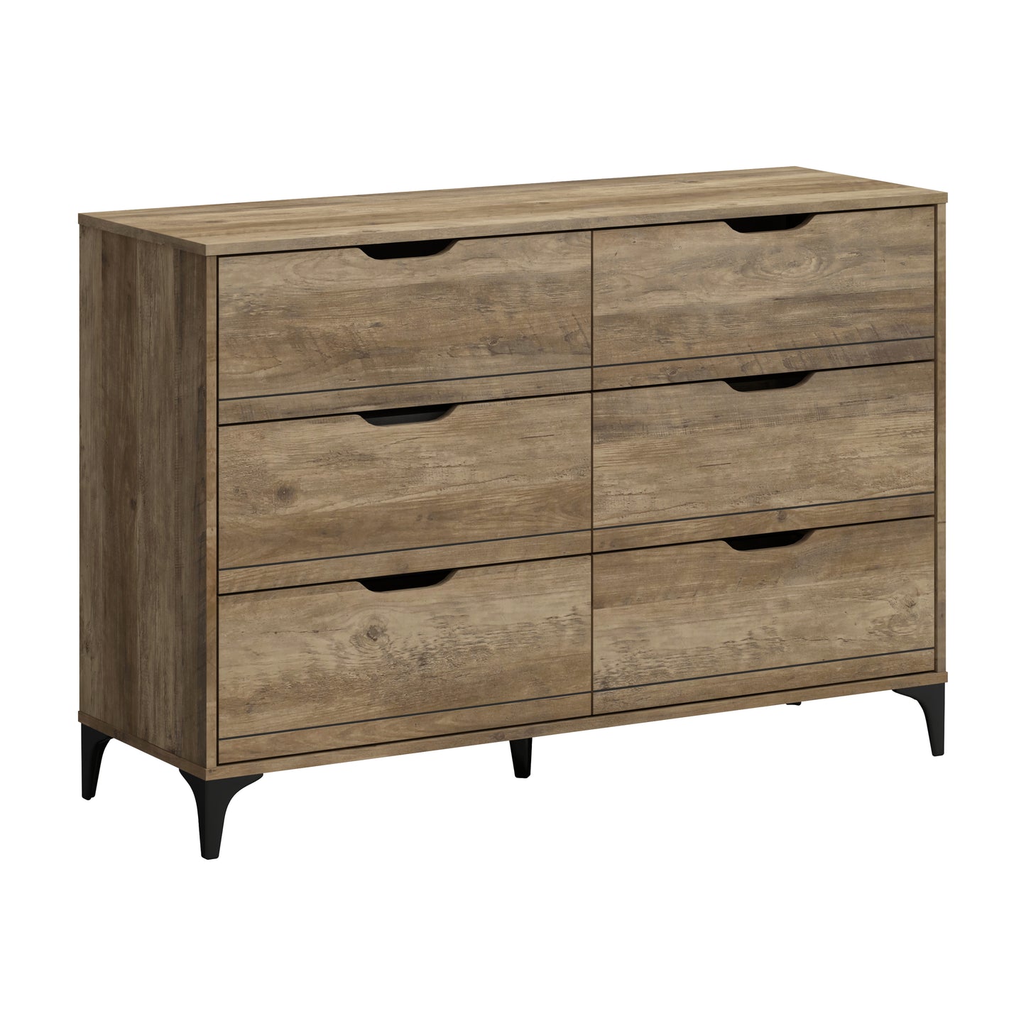 Galano Lilay 6 Drawer Dresser (Interlock) - Knotty Oak