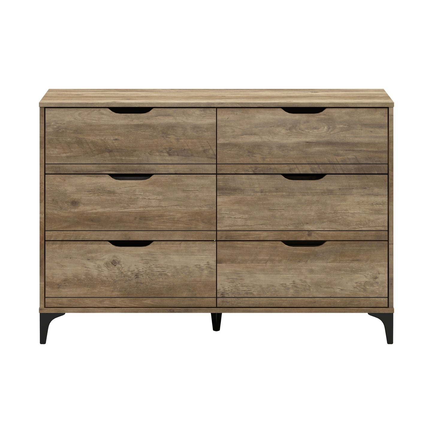 Galano Lilay 6 Drawer Dresser (Interlock) - Knotty Oak