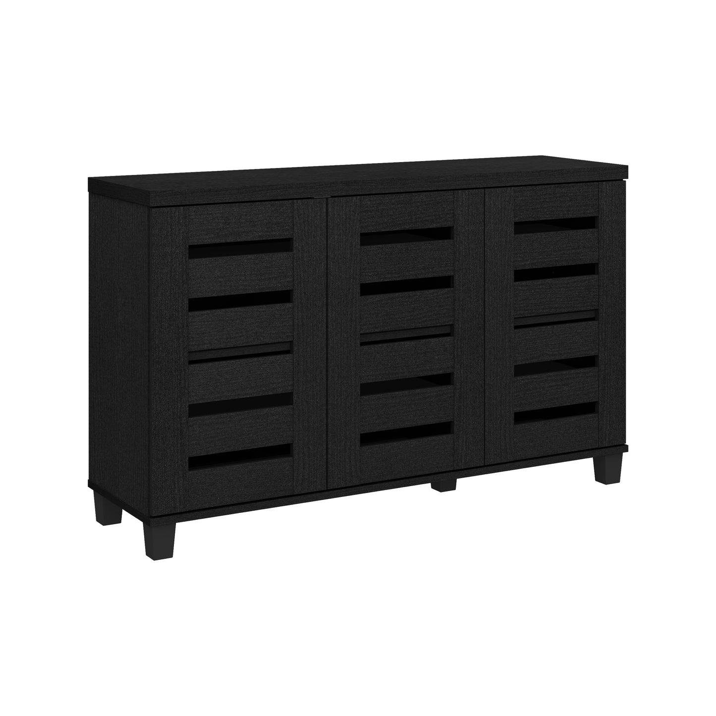 Galano 3-Door 16-Pair Shoe Storage Cabinet with Adjustable Shelves in Black Oak 45.3" W × 13" D × 28" H