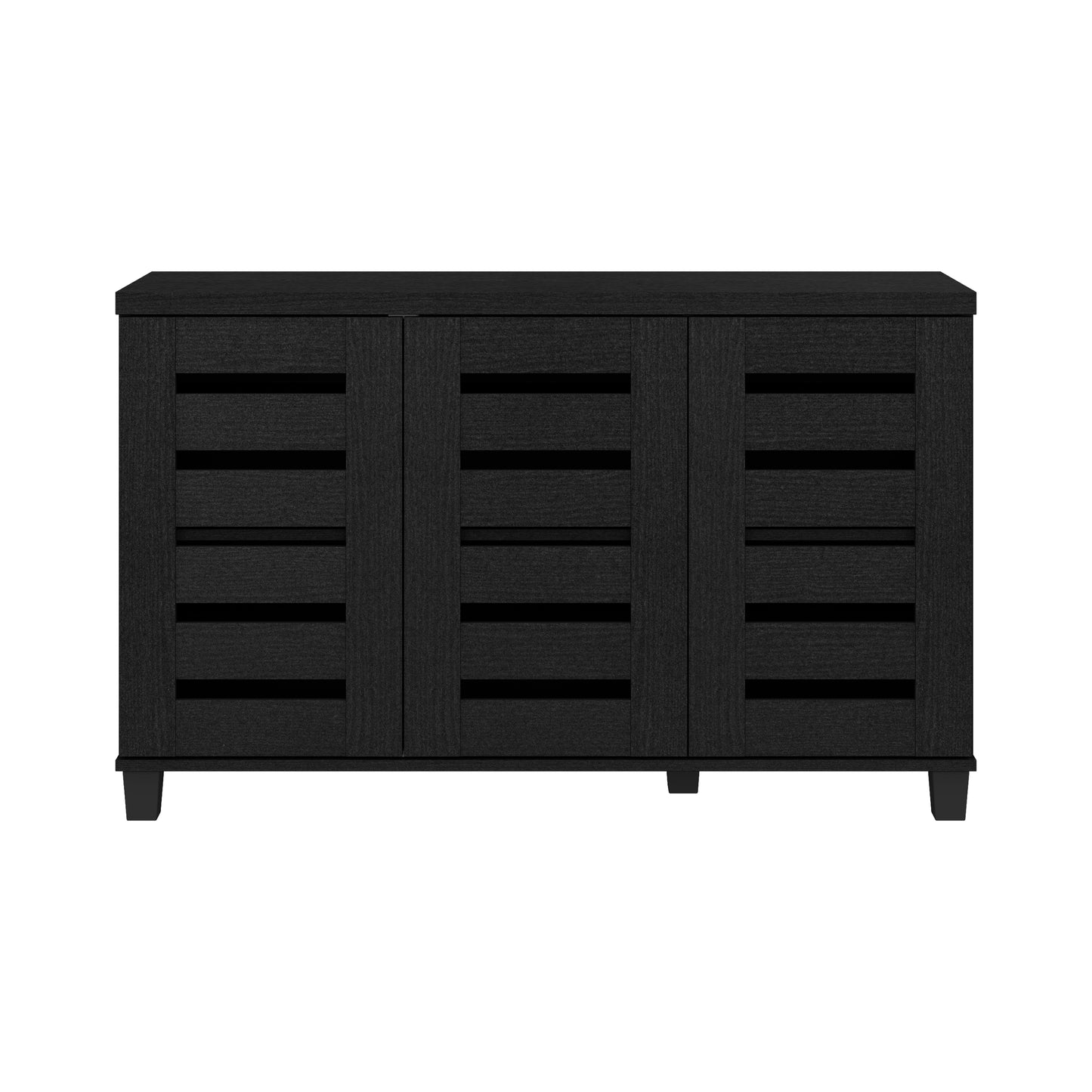 Galano 3-Door 16-Pair Shoe Storage Cabinet with Adjustable Shelves in Black Oak 45.3" W × 13" D × 28" H