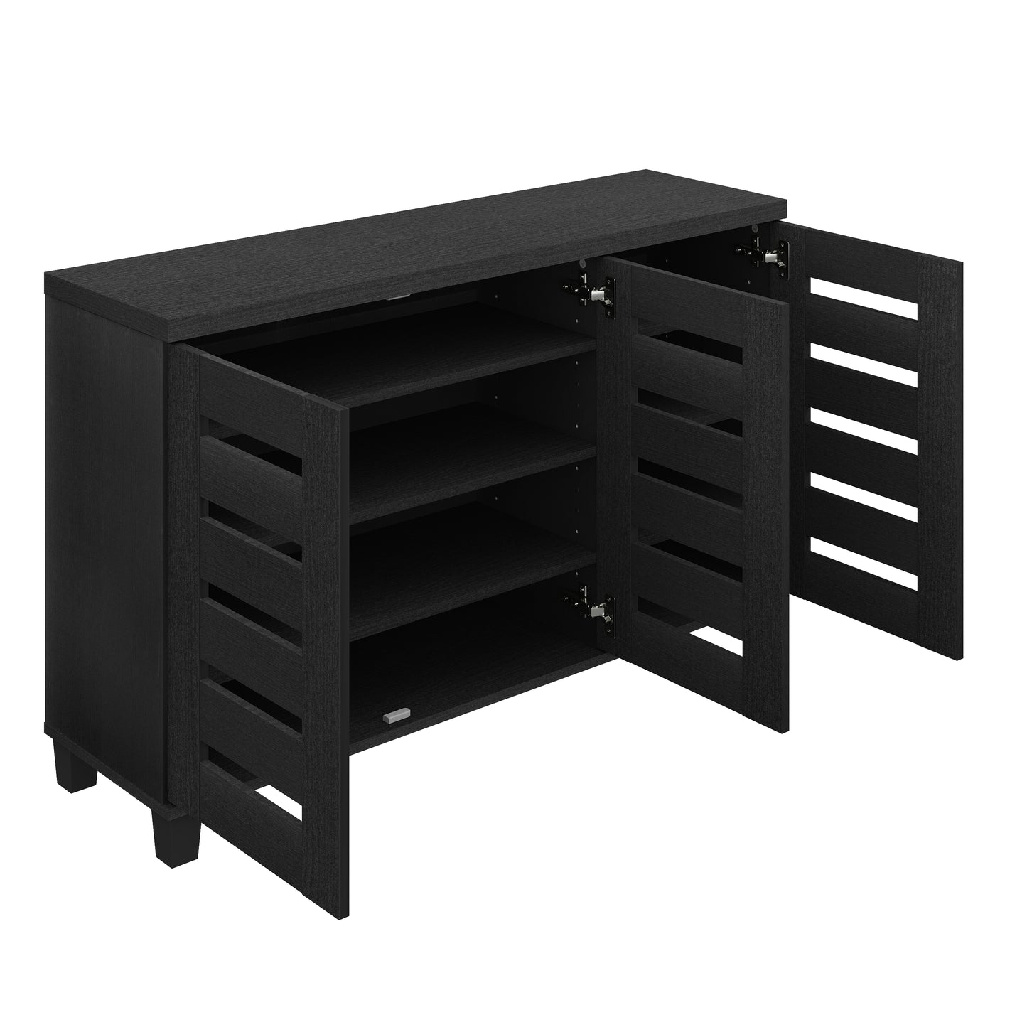 Galano 3-Door 16-Pair Shoe Storage Cabinet with Adjustable Shelves in Black Oak 45.3" W × 13" D × 28" H
