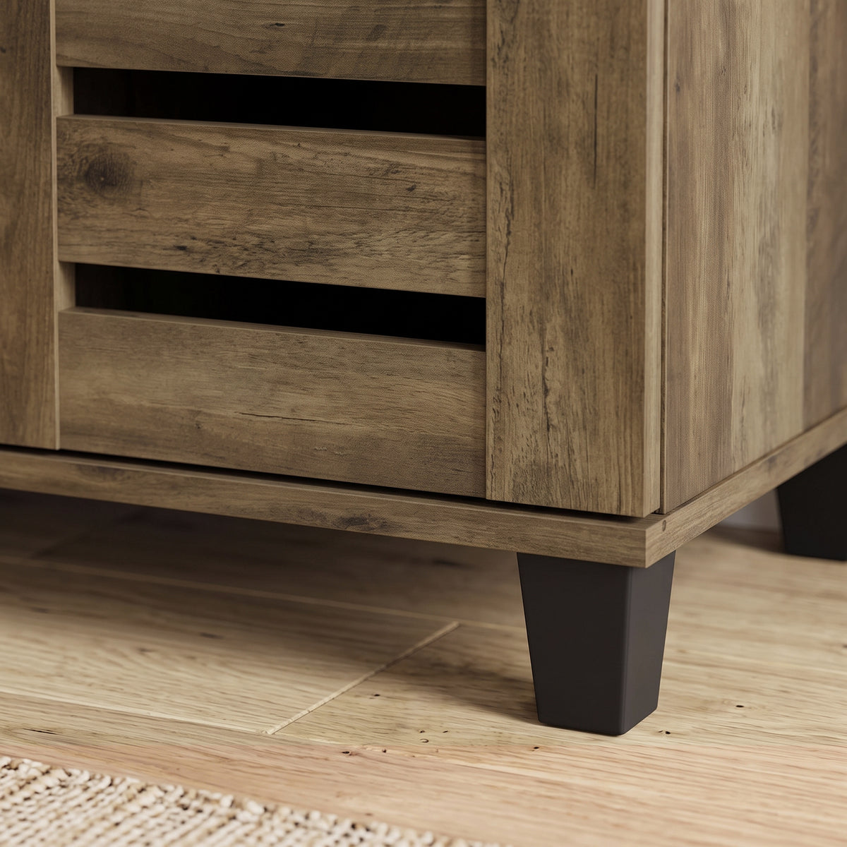 Galano 3-Door Shoe Storage Cabinet with Slatted Doors and 8 Adjustable Shelves, Holds Up to 20 Pairs