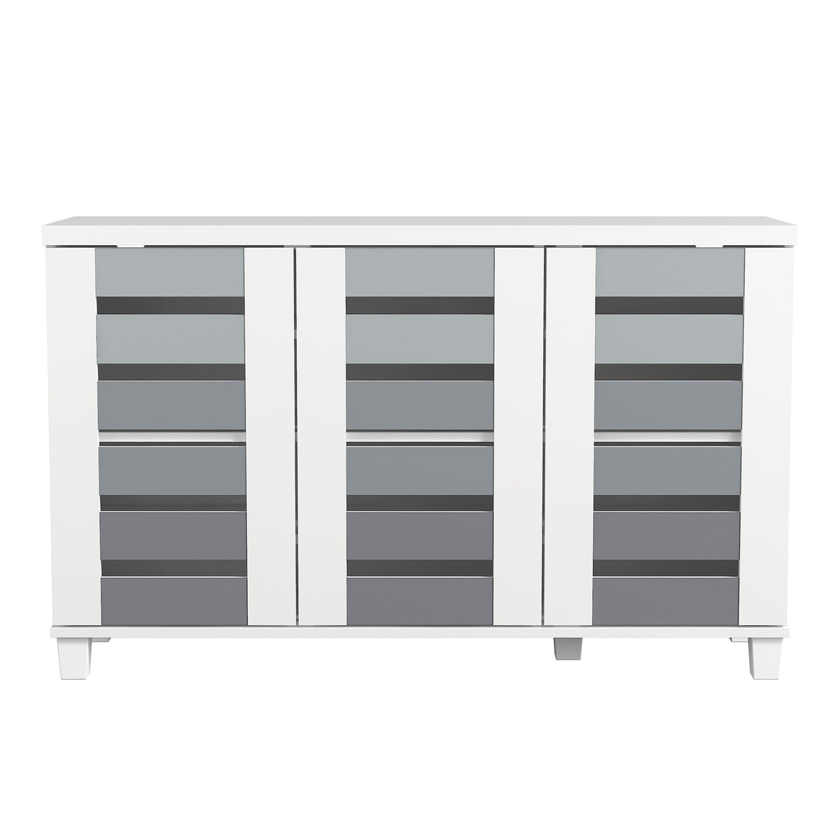 GALANO 16-Pair Shoe Storage Cabinet with 3 Slatted Doors