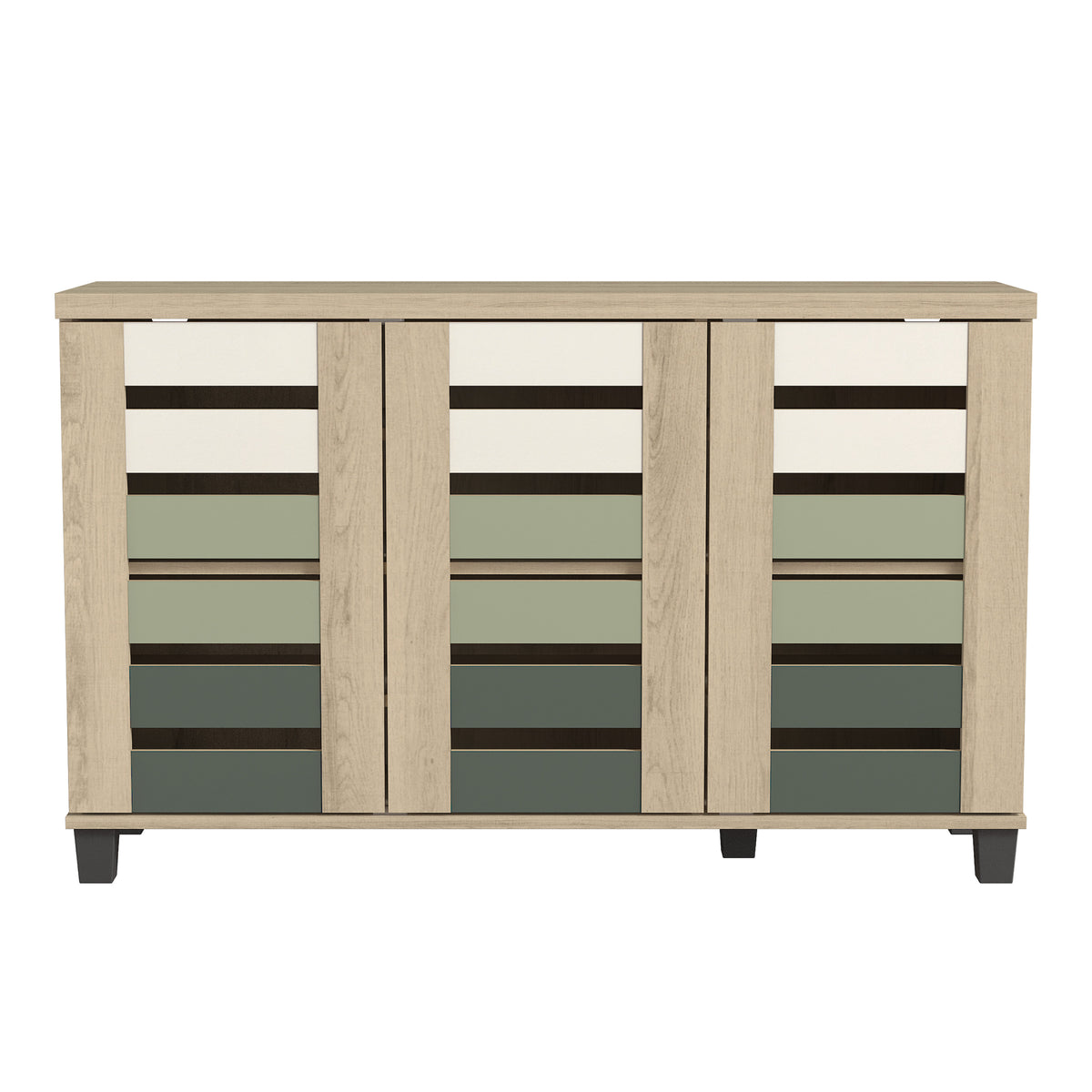 GALANO 16-Pair Shoe Storage Cabinet with 3 Slatted Doors