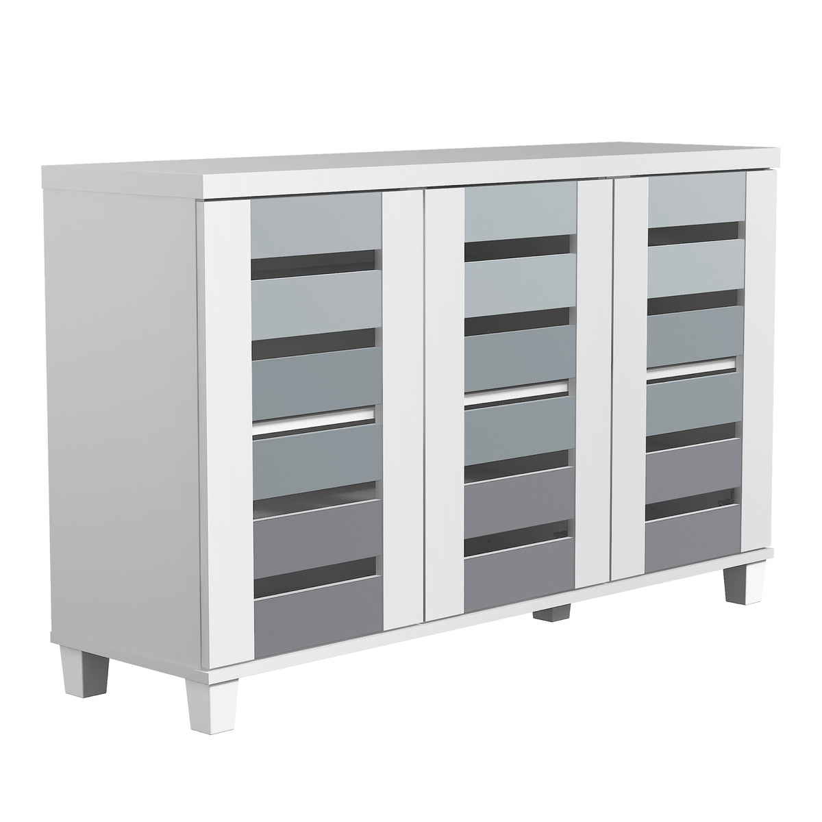 GALANO 16-Pair Shoe Storage Cabinet with 3 Slatted Doors