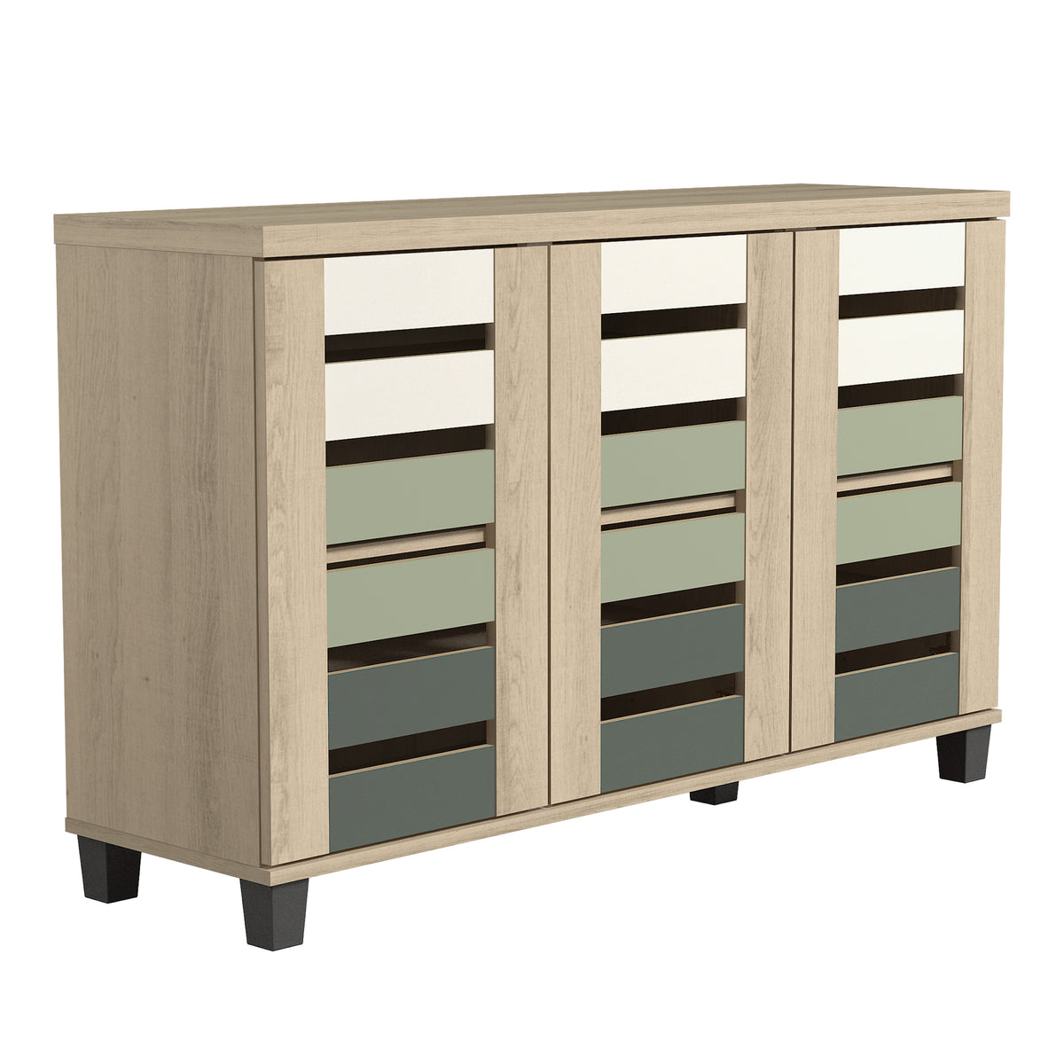 GALANO 16-Pair Shoe Storage Cabinet with 3 Slatted Doors