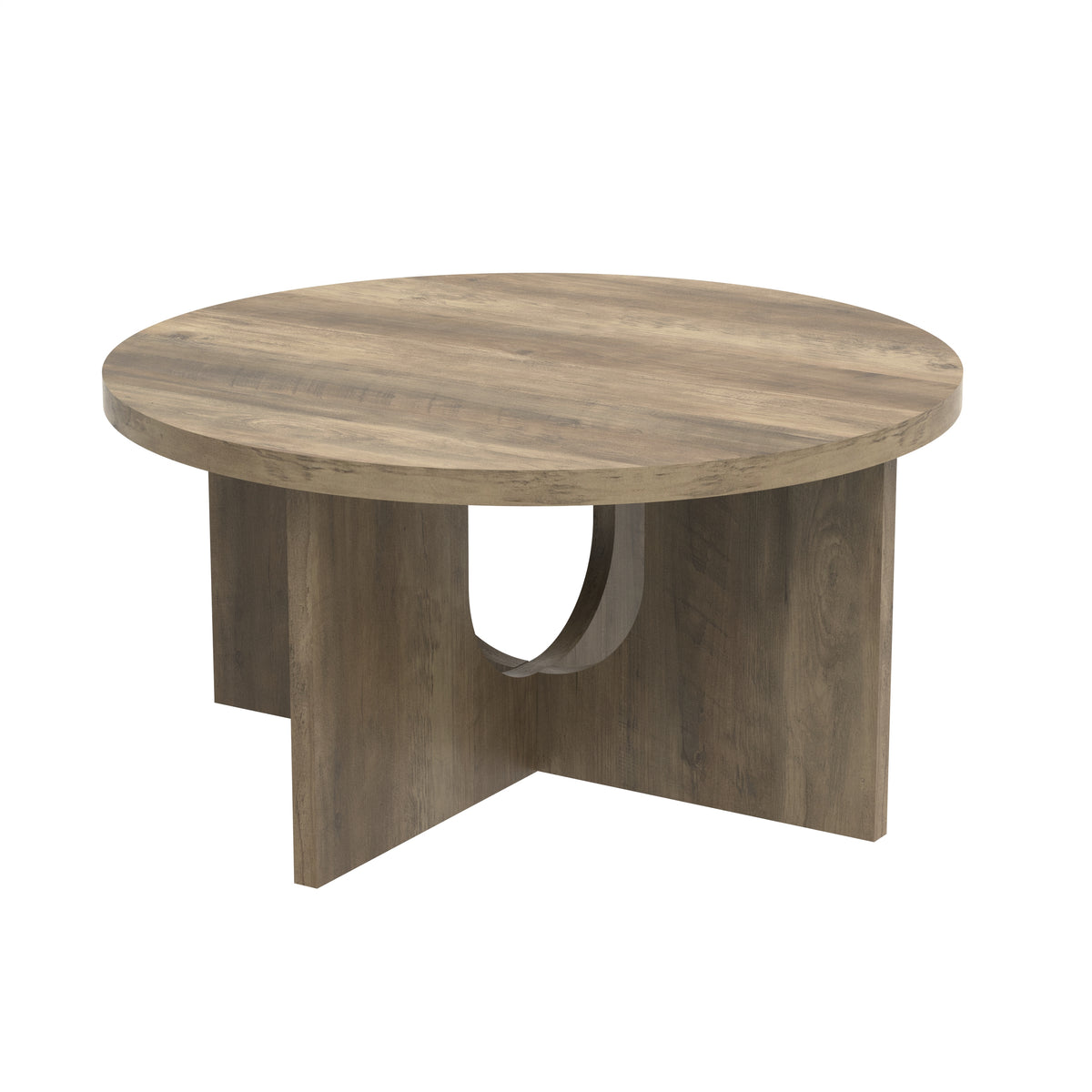 GALANO Round Coffee Table with Cross Base, 31.5", 1-Piece