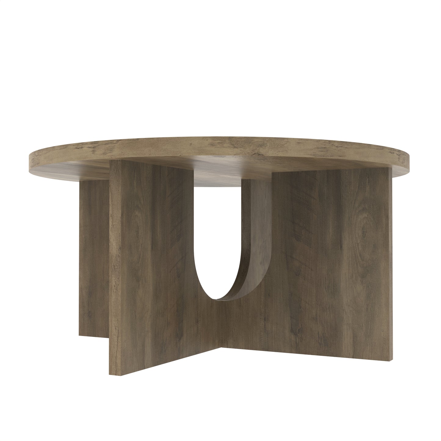 GALANO Round Coffee Table with Cross Base, 31.5", 1-Piece