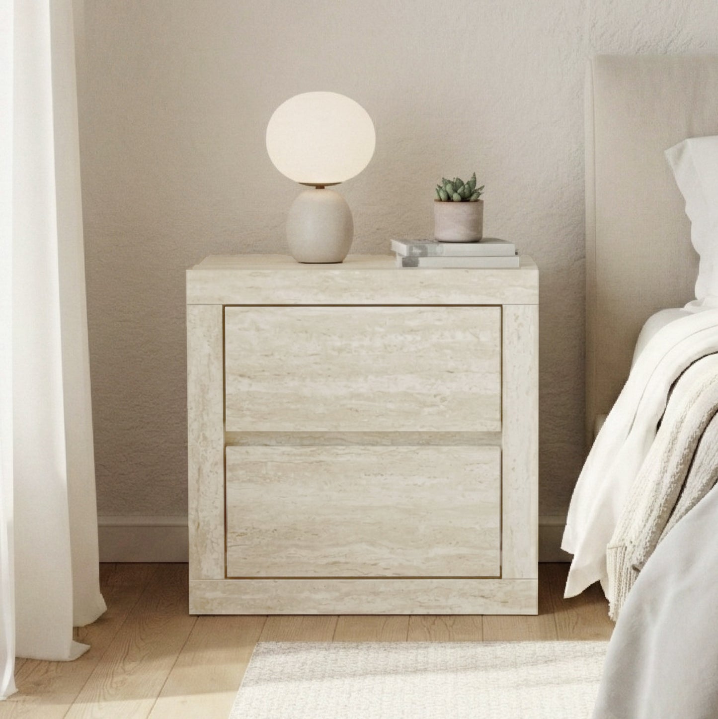 Galano Modern Tall 2-Drawer Nightstand 18.9" W × 16.3" D × 20.3" H
