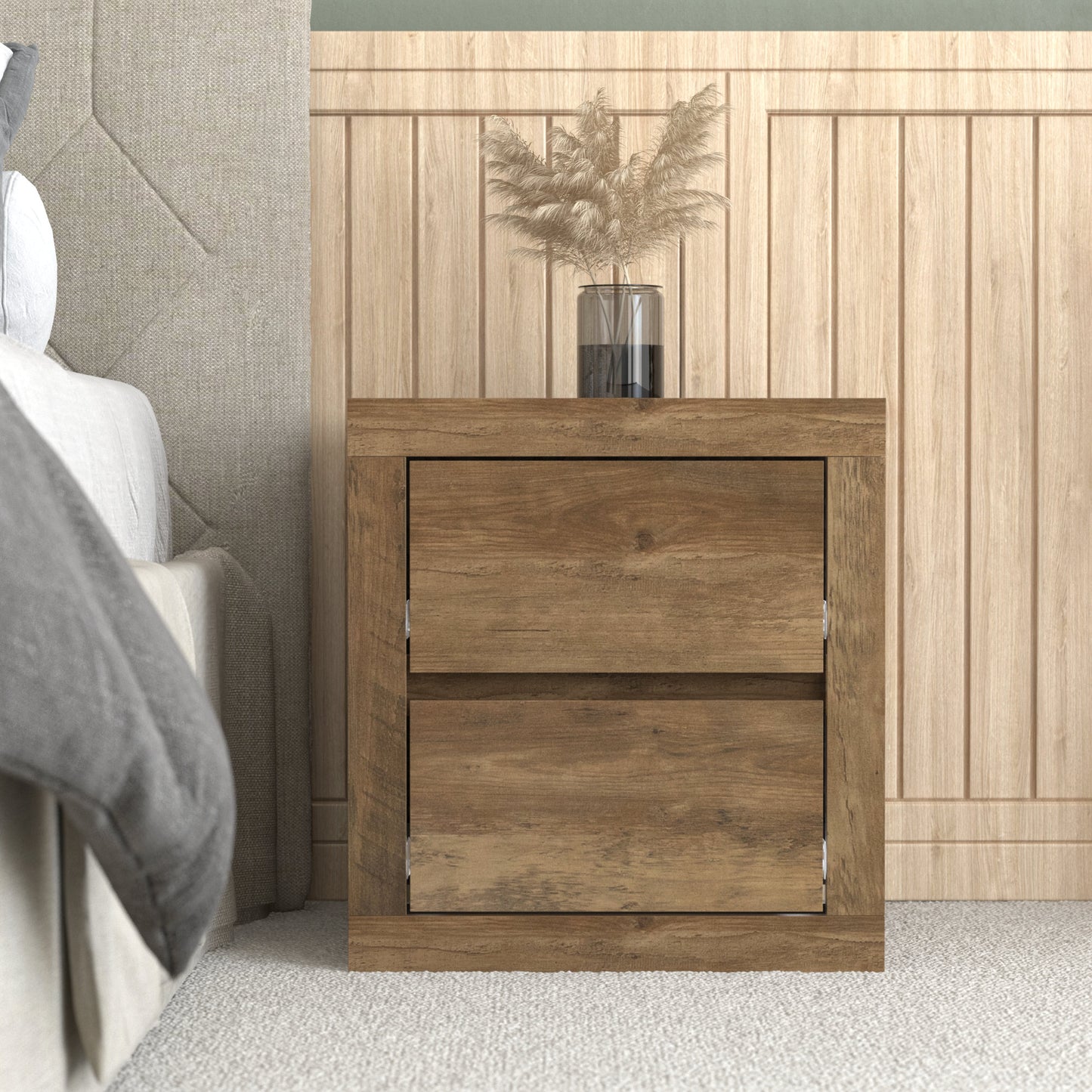 Galano Modern Tall 2-Drawer Nightstand 18.9" W × 16.3" D × 20.3" H