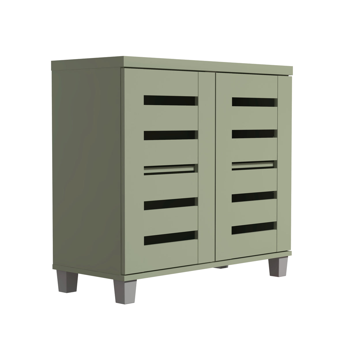 GALANO Shoe Storage Cabinet with Slatted Doors, 12-Pair Capacity