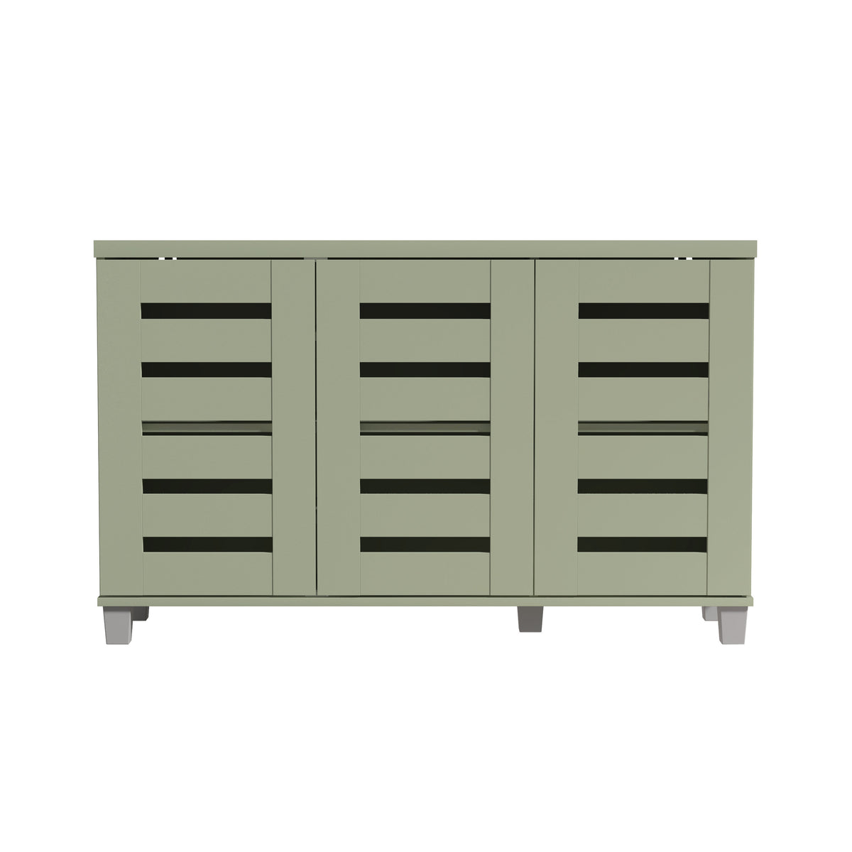 GALANO 16-Pair Shoe Storage Cabinet with 3 Slatted Doors