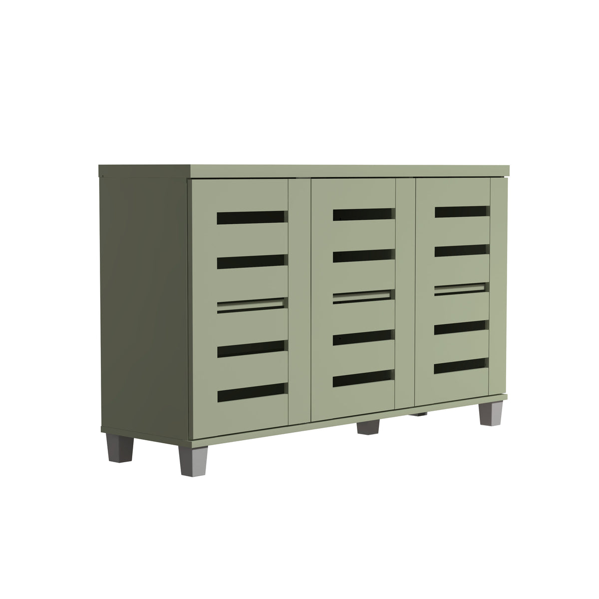 GALANO 16-Pair Shoe Storage Cabinet with 3 Slatted Doors