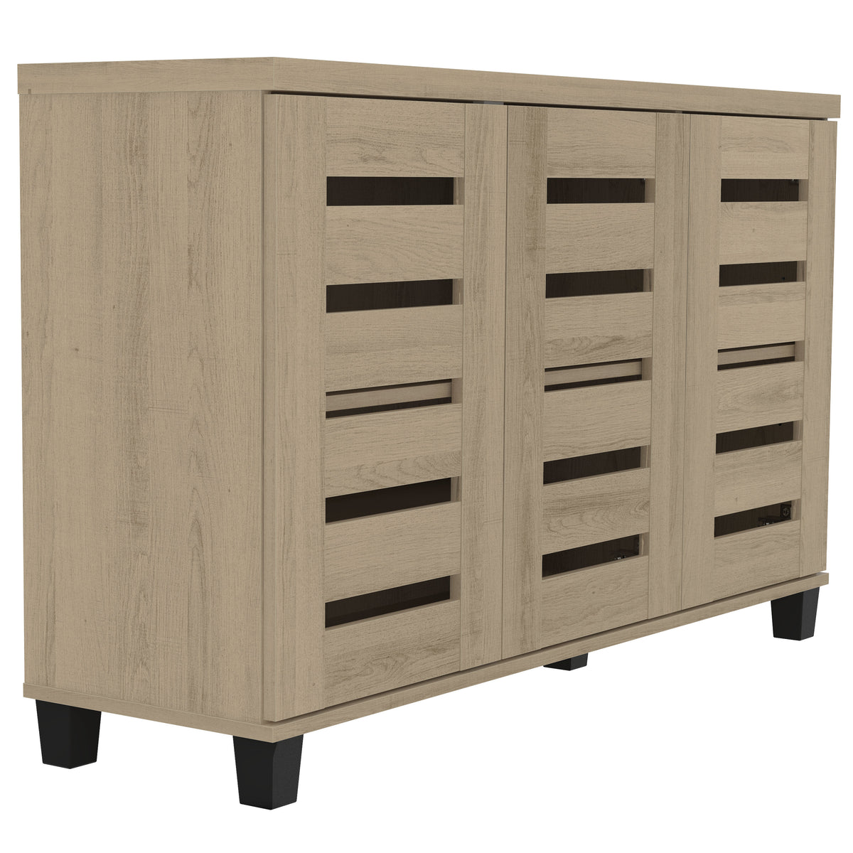 GALANO 16-Pair Shoe Storage Cabinet with 3 Slatted Doors