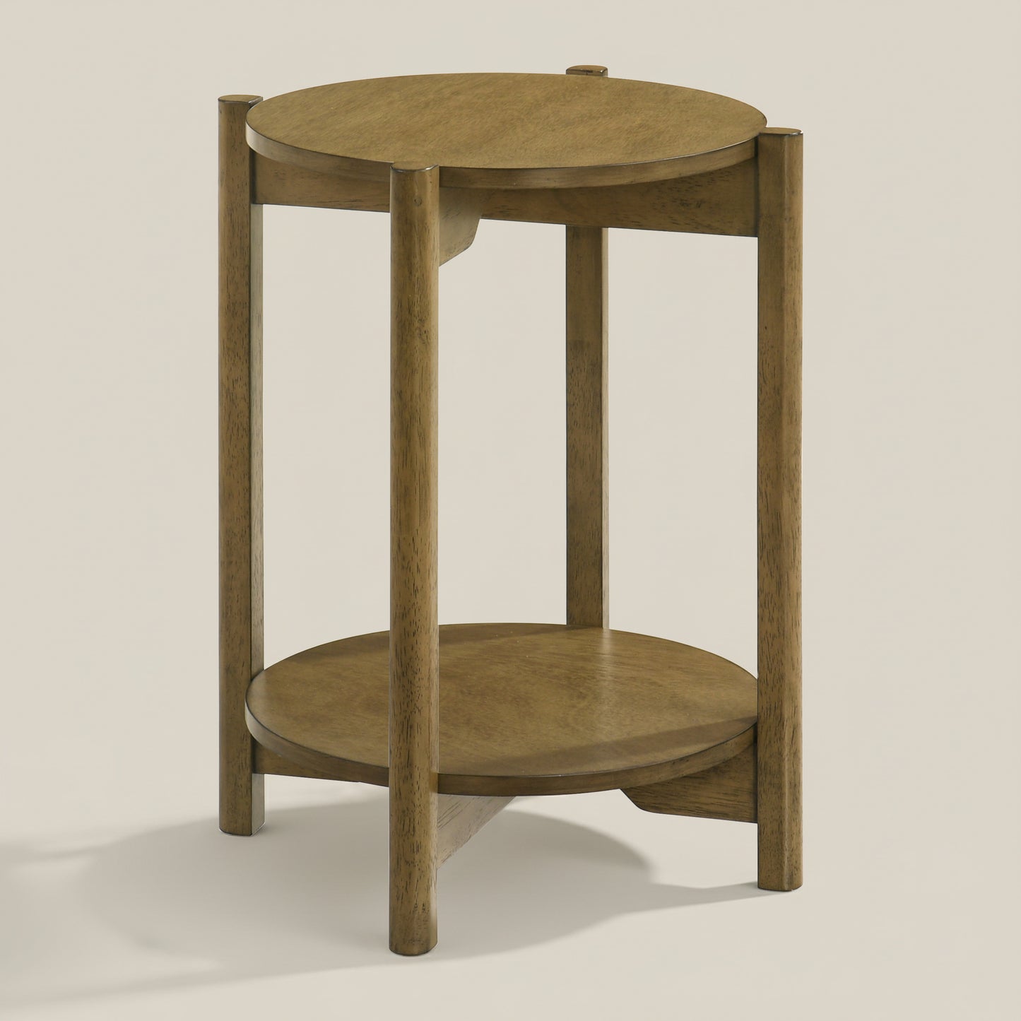 GALANO Round End Table with Lower Storage Shelf, 18", 1-Piece