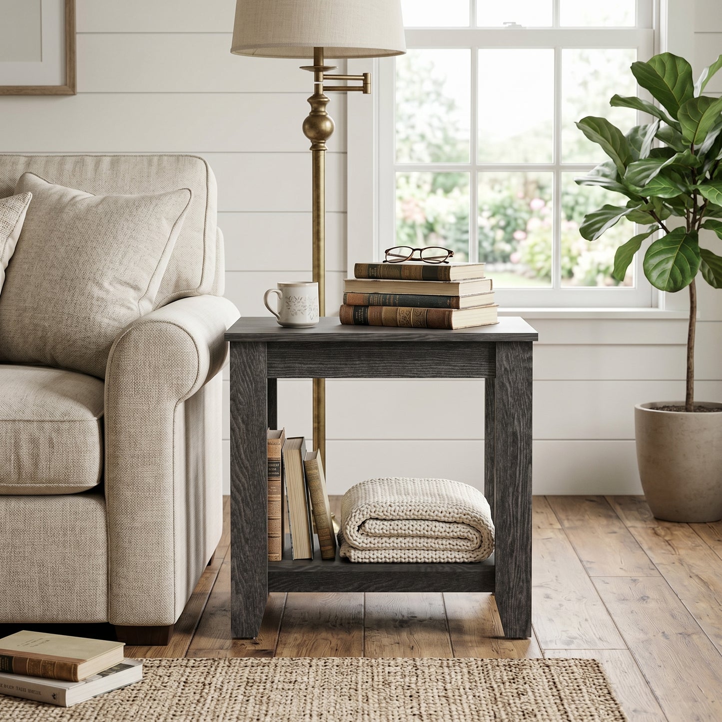 Galano End Table with Drawer and Storage Shelf 23.4" W × 11.7" D × 22" H
