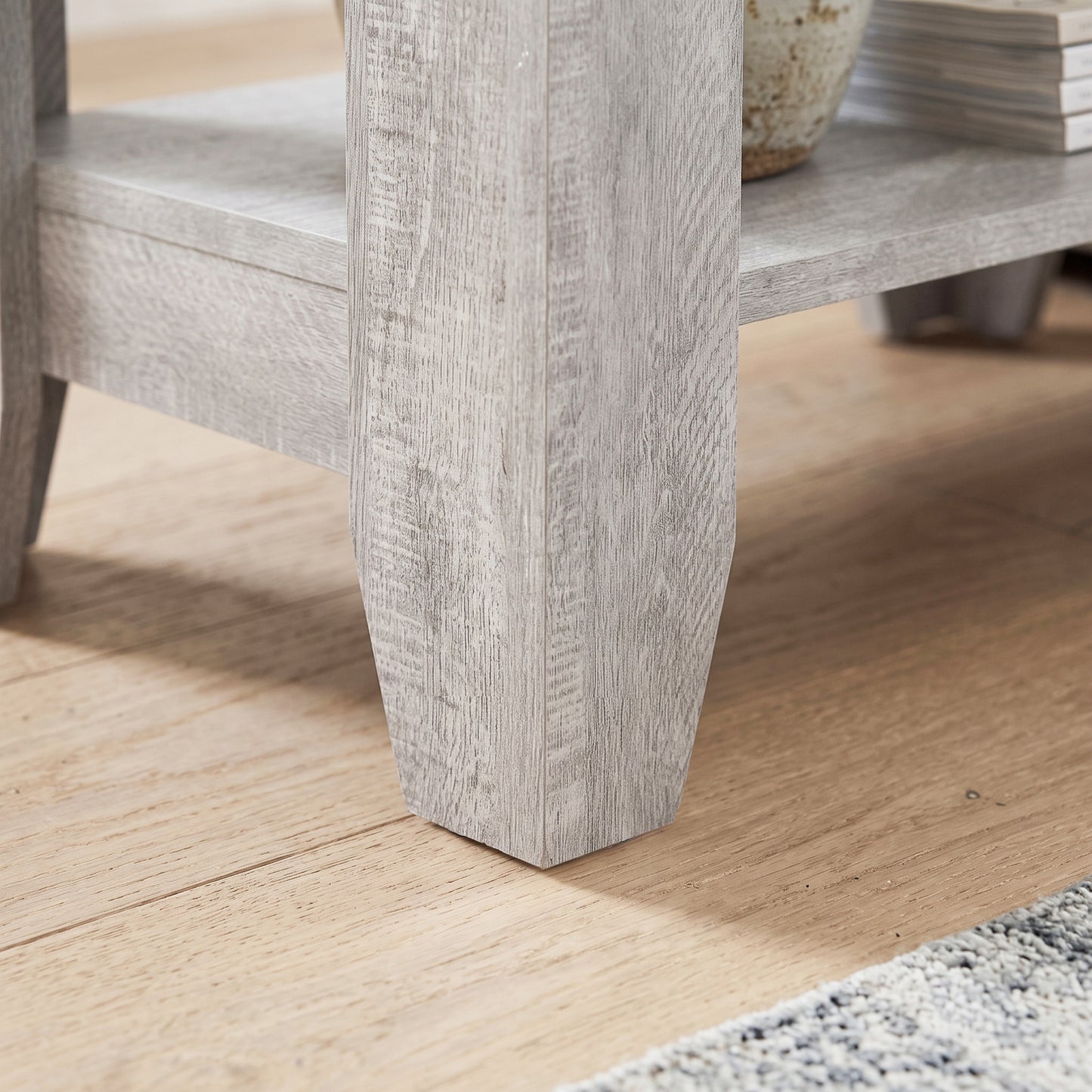 Galano Narrow Living Room Accent End Table Side Table with Lower Open Storage Shelf
