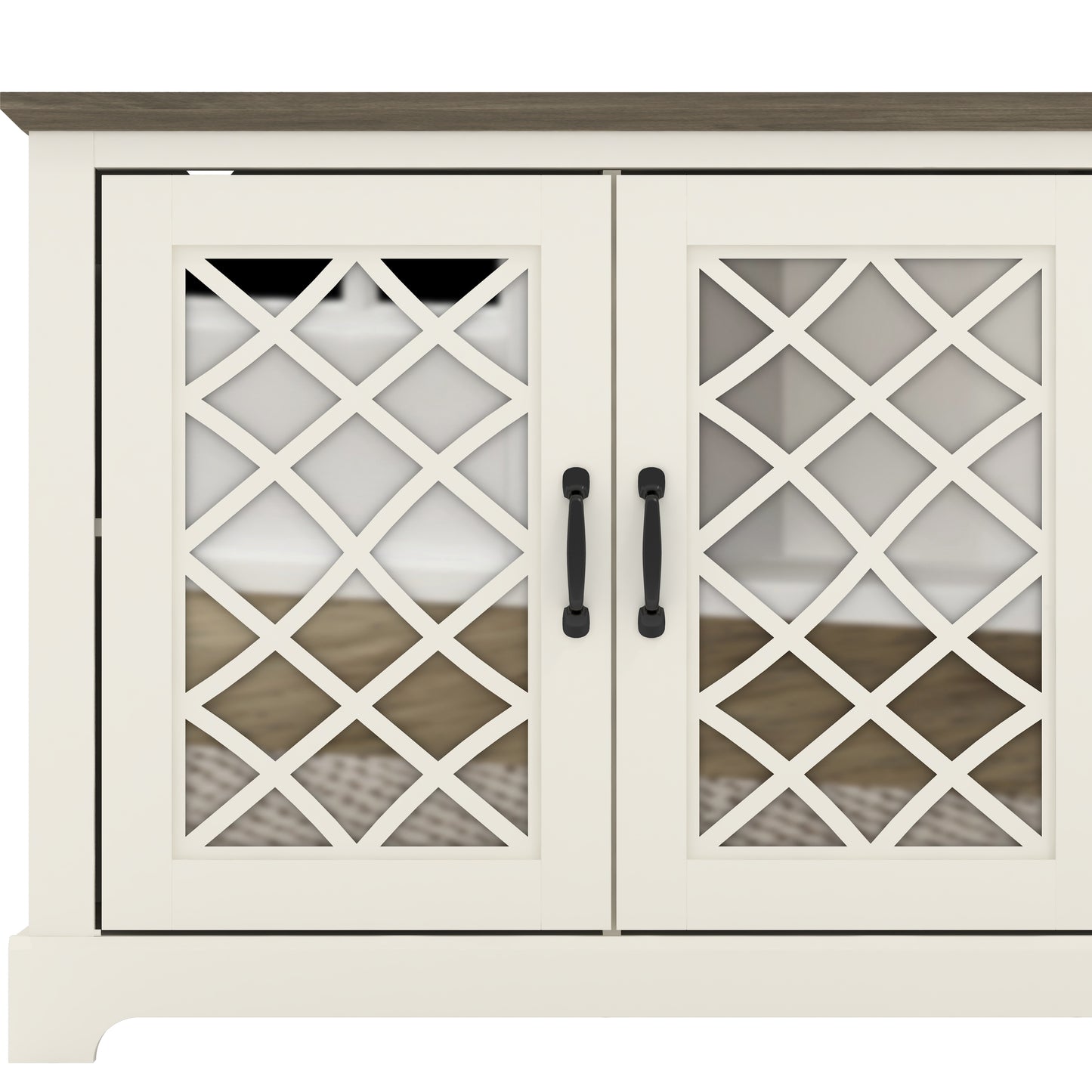 Galano Mirrored 4-Door TV Stand with Concealed Storage 68.2" W × 17.2" D × 29.3" H