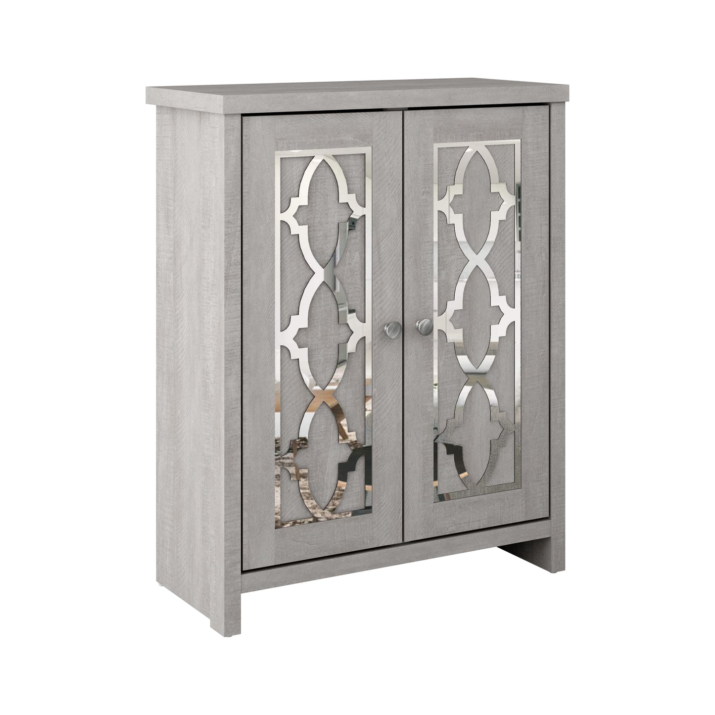Galano Freestanding Bathroom Cabinet with Mirrored Doors in Dusty Gray Oak 25" W × 11.7" D × 32" H