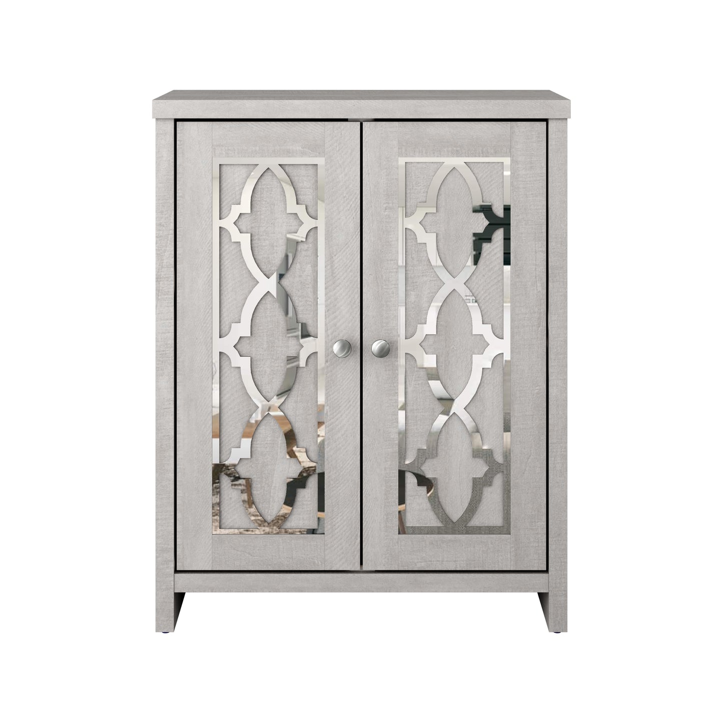 Galano Freestanding Bathroom Cabinet with Mirrored Doors in Dusty Gray Oak 25" W × 11.7" D × 32" H