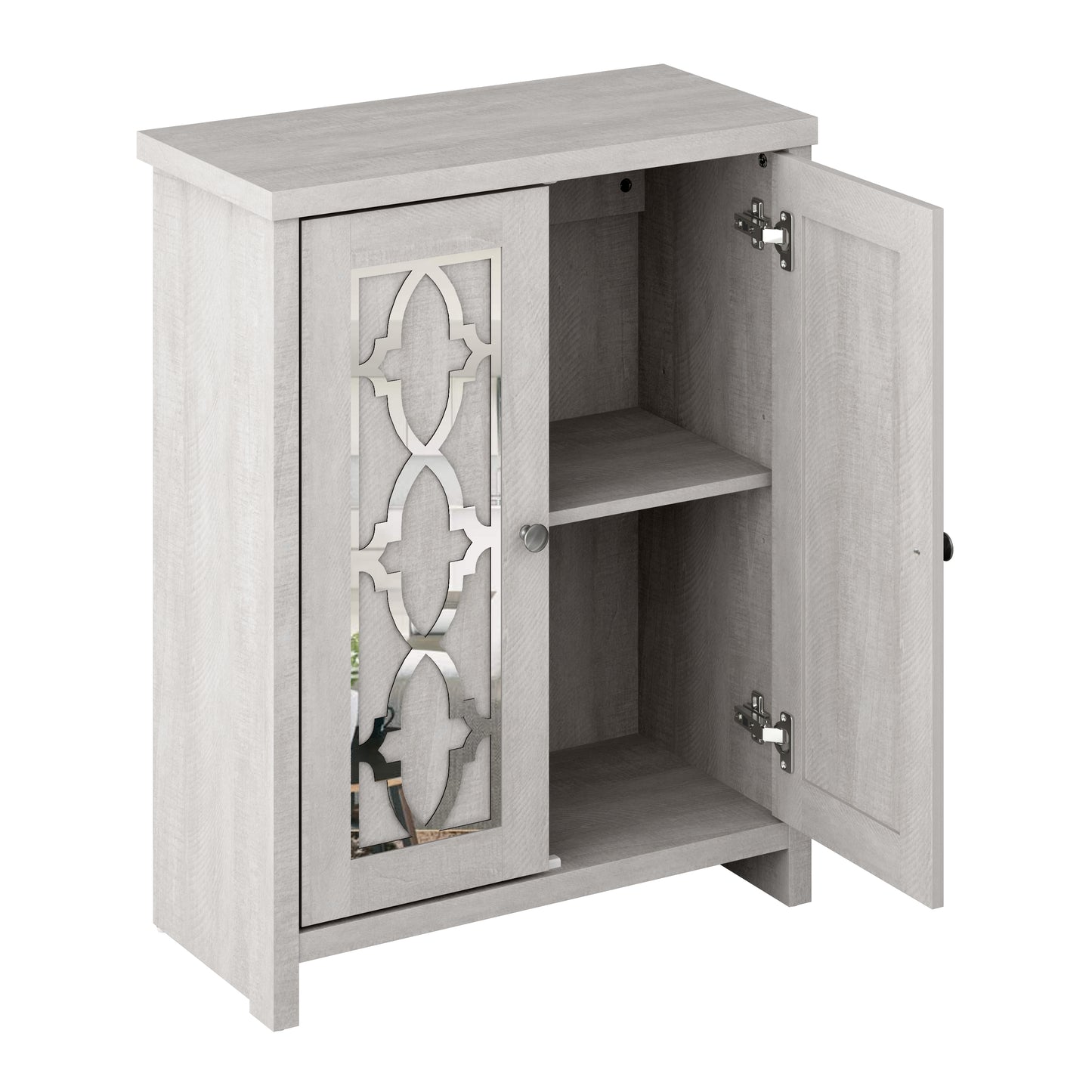 Galano Freestanding Bathroom Cabinet with Mirrored Doors in Dusty Gray Oak 25" W × 11.7" D × 32" H