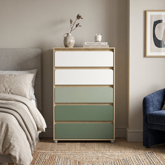 Galano 47.2" H Modern Kids 5 Drawer Bedroom Dresser with Color Block Fronts