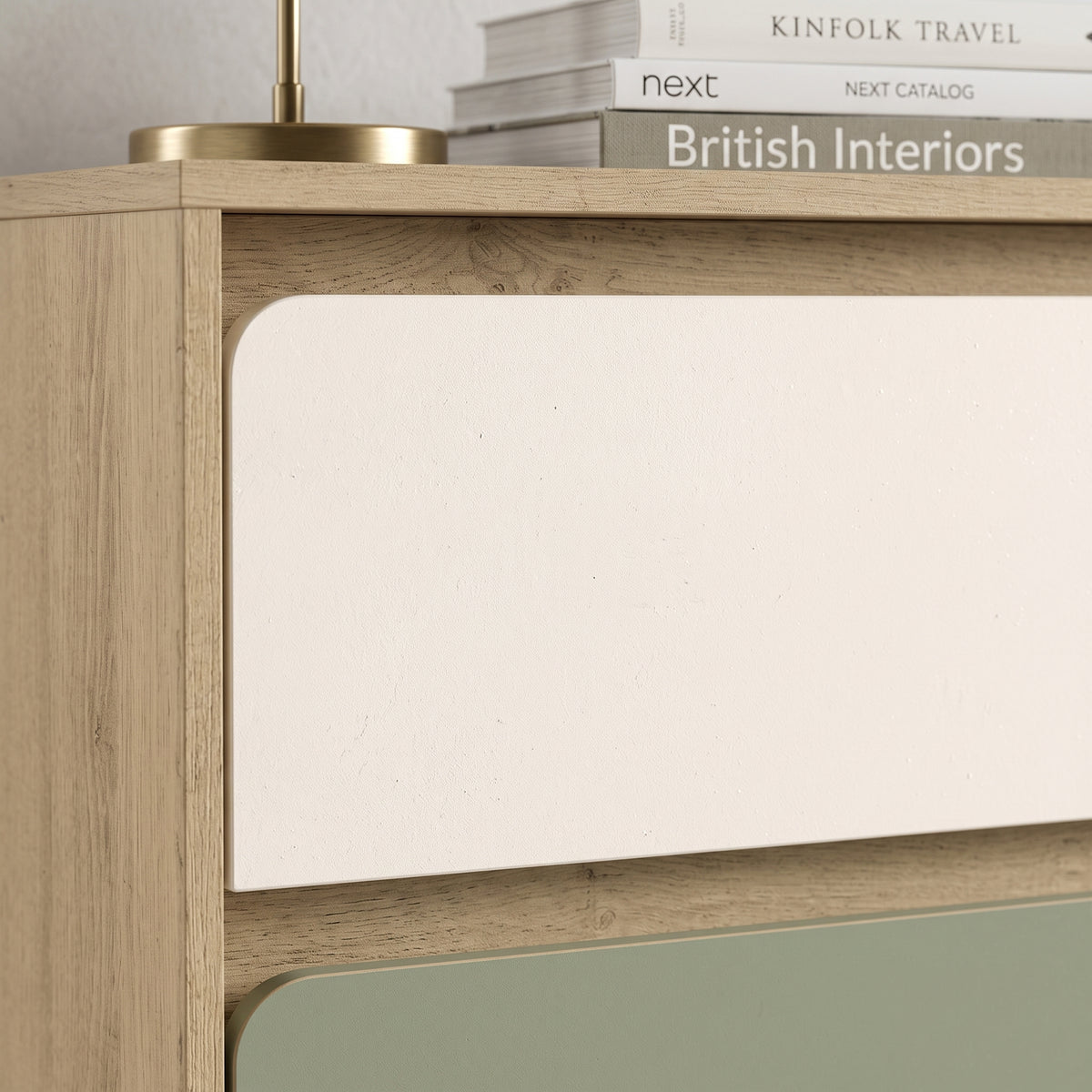 Galano 47" Wide Kids 6 Drawer Double Dresser with Interlocking Drawers and Rounded Color Block Fronts