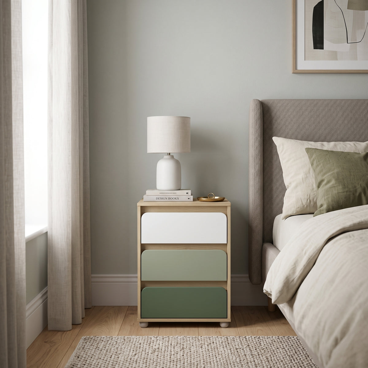 Galano 24.1" H Kids 3 Drawer Nightstand Bedside Table with Color Block Fronts