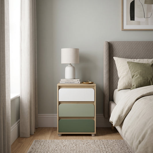 Galano 24.1" H Kids 3 Drawer Nightstand Bedside Table with Color Block Fronts