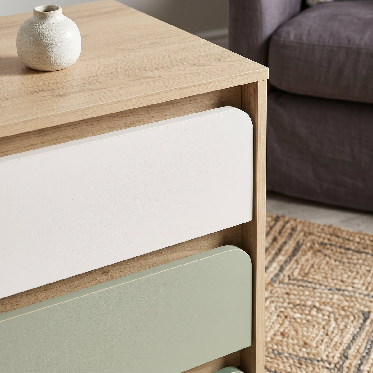Galano 24.1" H Kids 3 Drawer Nightstand Bedside Table with Color Block Fronts