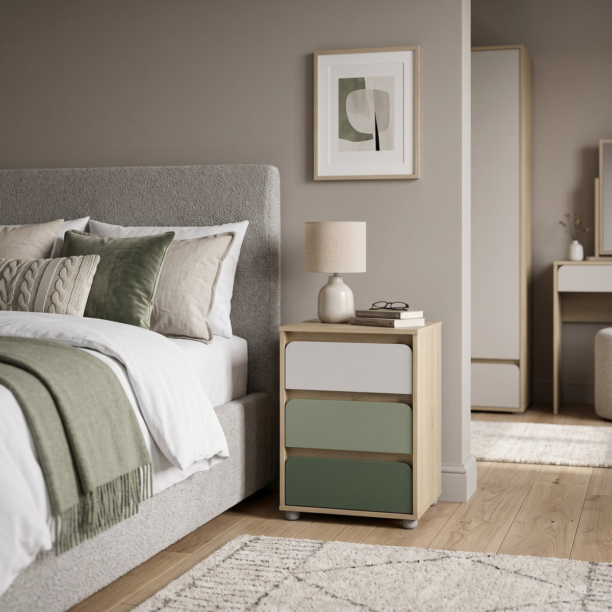 Galano 24.1" H Kids 3 Drawer Nightstand Bedside Table with Color Block Fronts