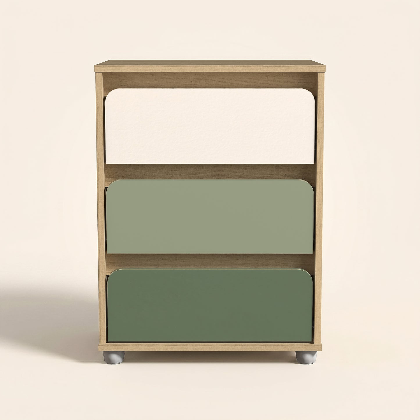 3-Drawer Nightstand with Rounded Fronts, 1-Piece, Oslo Oak