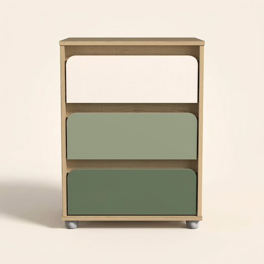 3-Drawer Nightstand with Rounded Fronts, 1-Piece, Oslo Oak