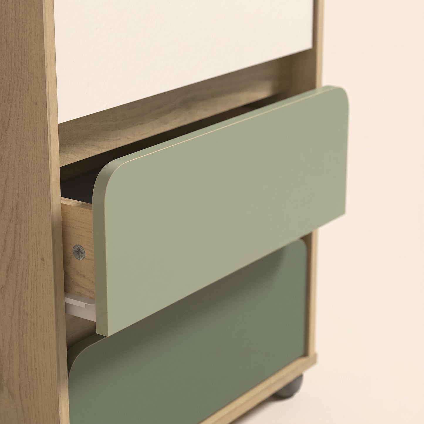 3-Drawer Nightstand with Rounded Fronts, 1-Piece, Oslo Oak