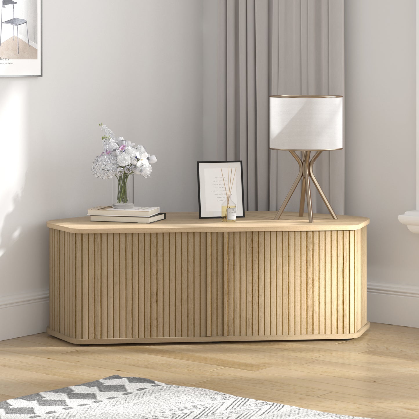 Galano Corner TV Stand with Fluted Doors 43.3" W × 20.0" D × 14.8" H