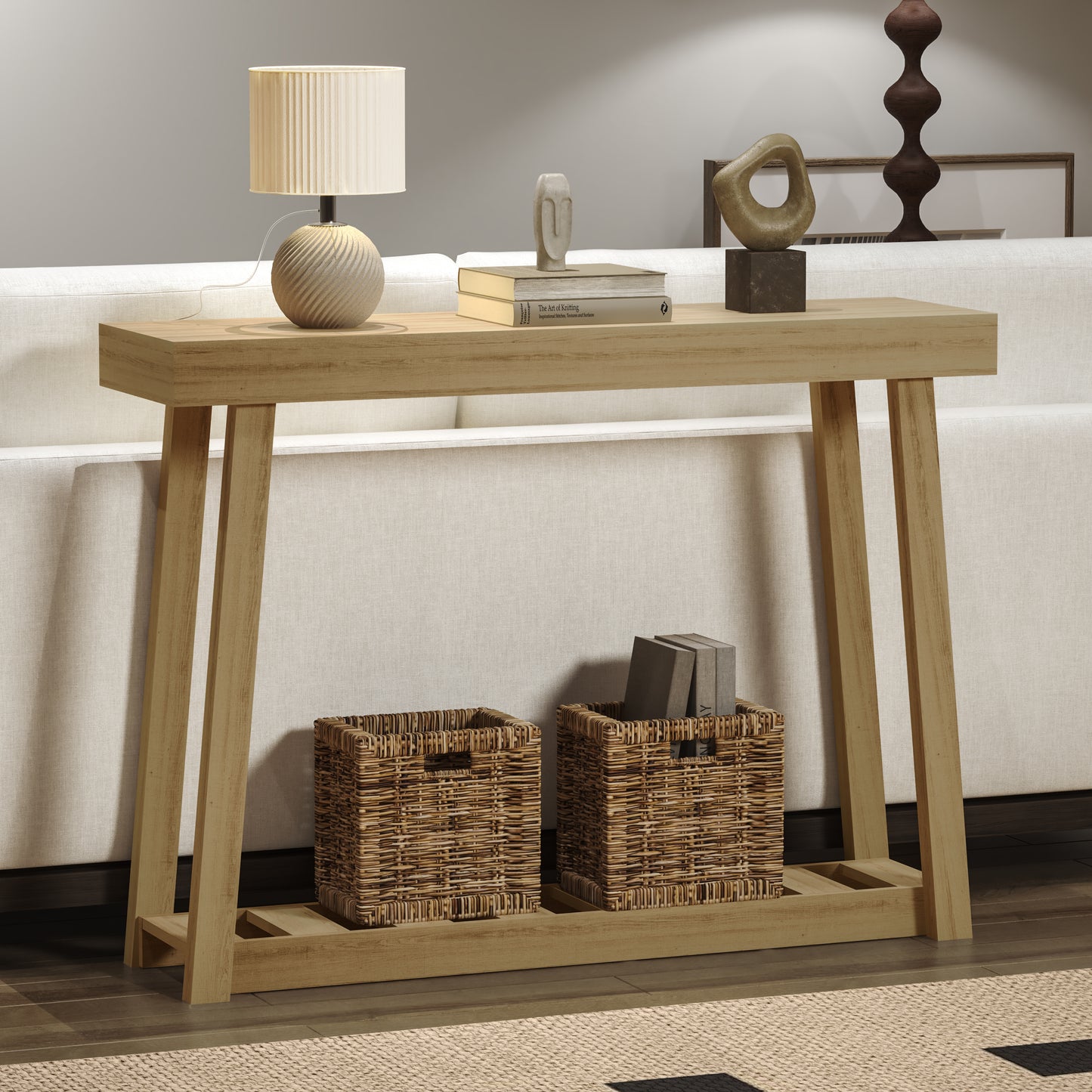 Galano Wood Console Table with Bottom Shelf 43" W x 12" D x 32" H