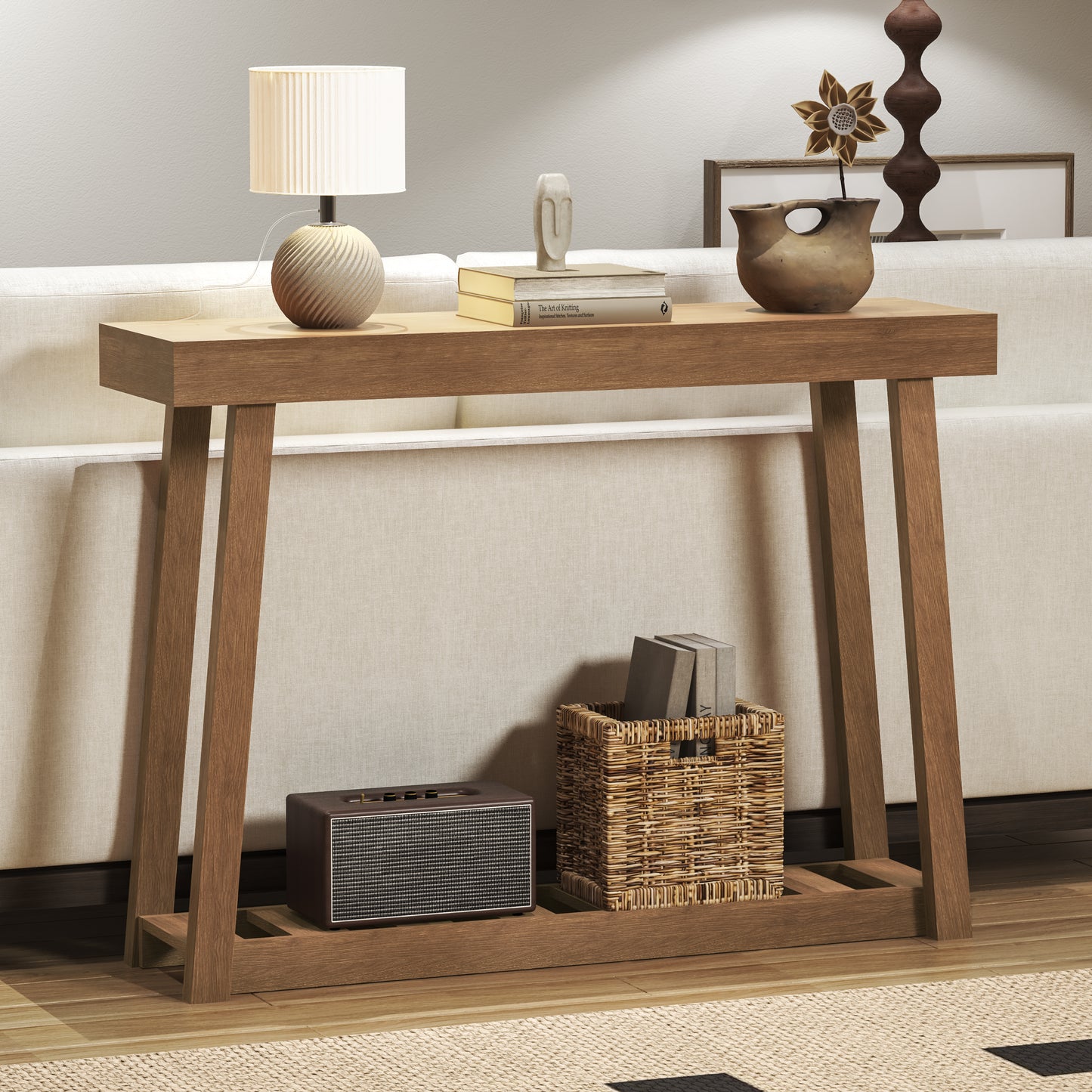 Galano Wood Console Table with Bottom Shelf 43" W x 12" D x 32" H