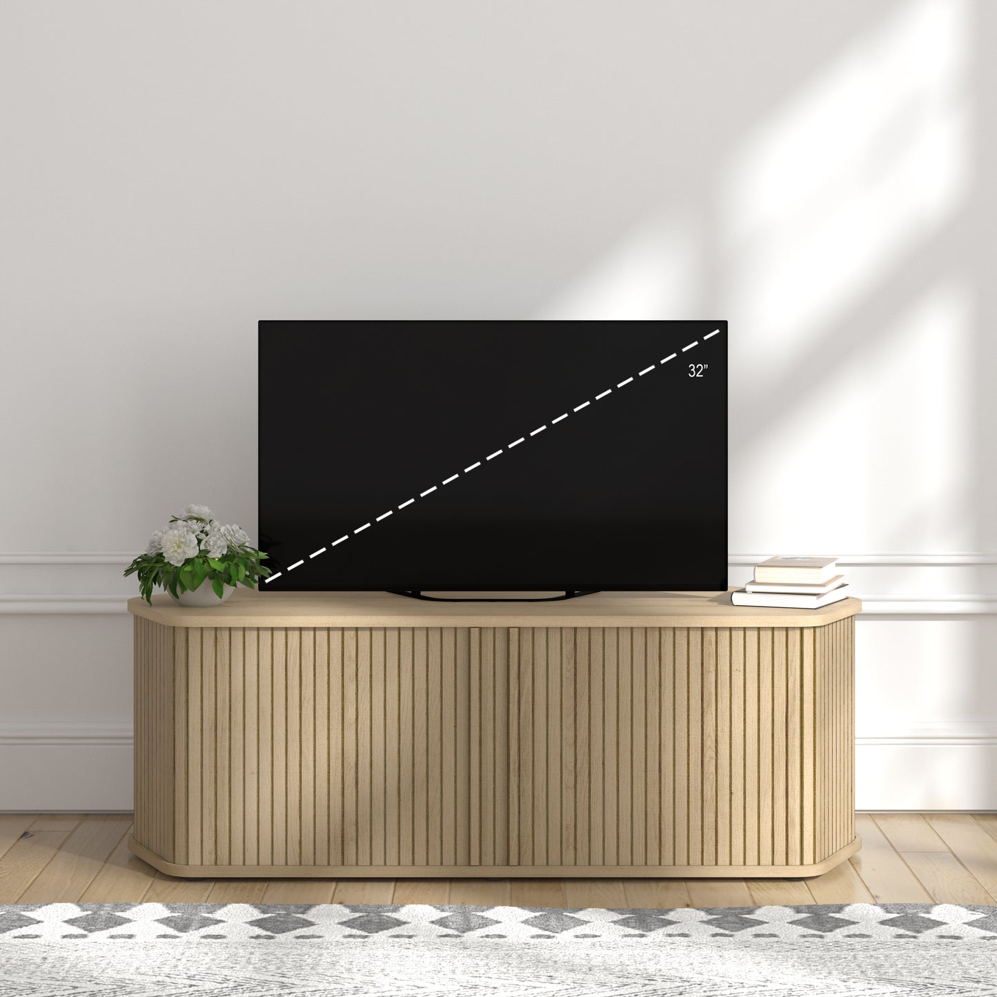 Galano Corner TV Stand with Fluted Doors 43.3" W × 20.0" D × 14.8" H