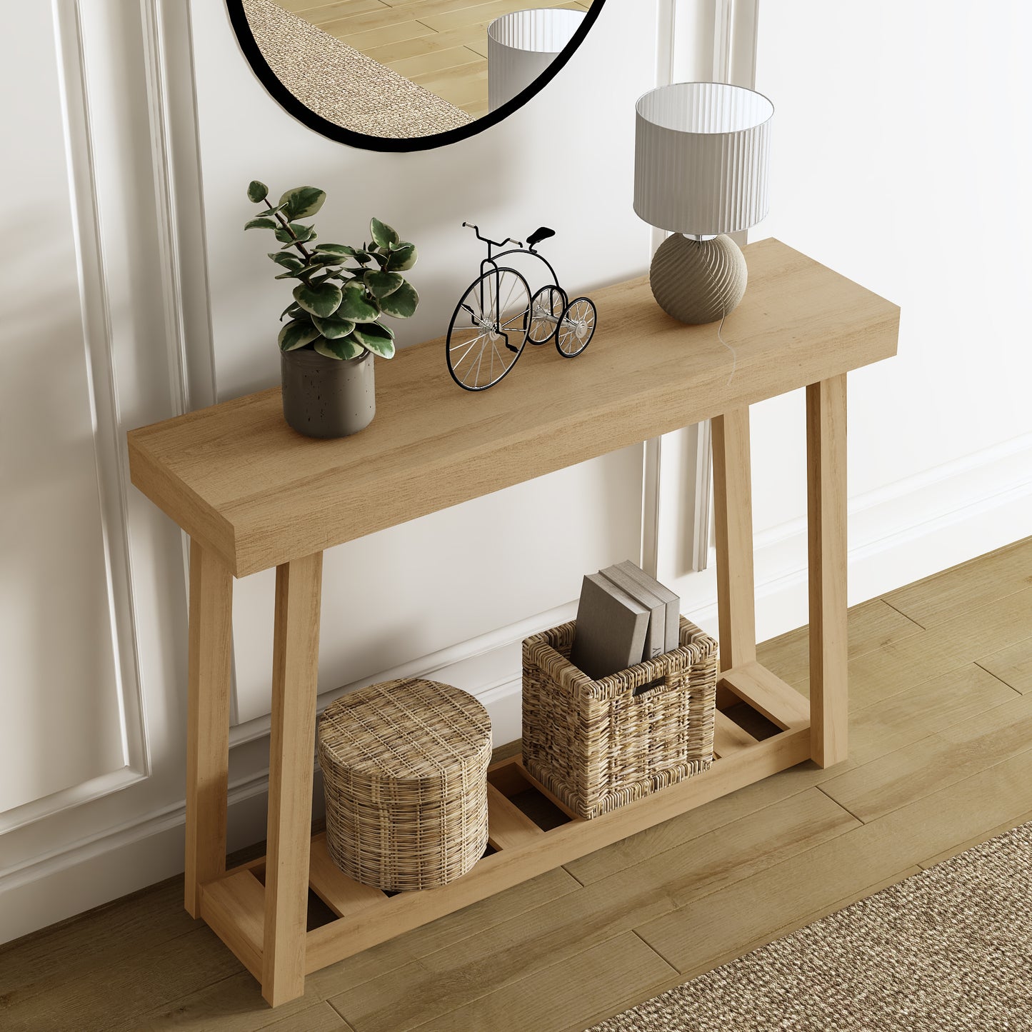 Galano Wood Console Table with Bottom Shelf 43" W x 12" D x 32" H