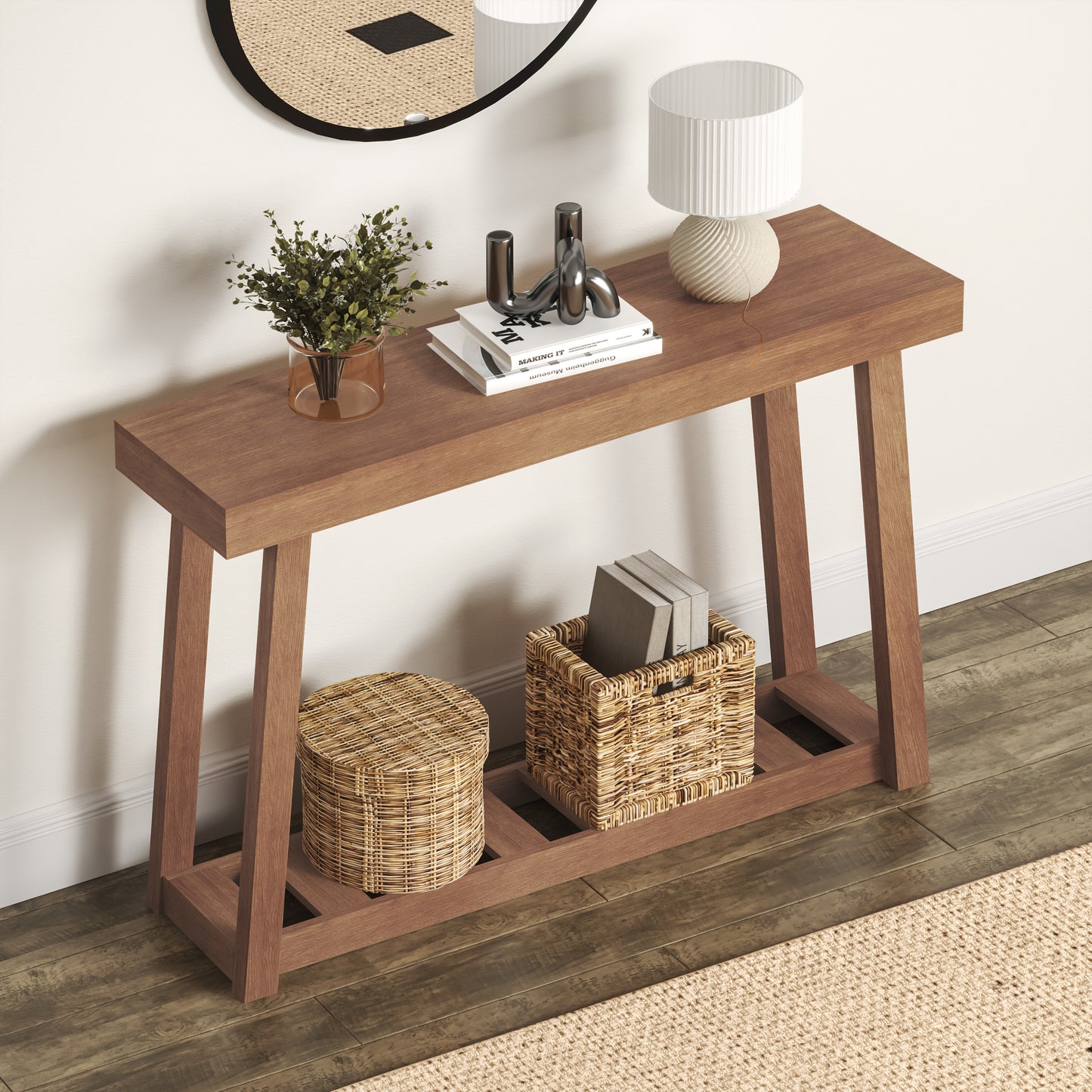 Galano Wood Console Table with Bottom Shelf 43" W x 12" D x 32" H