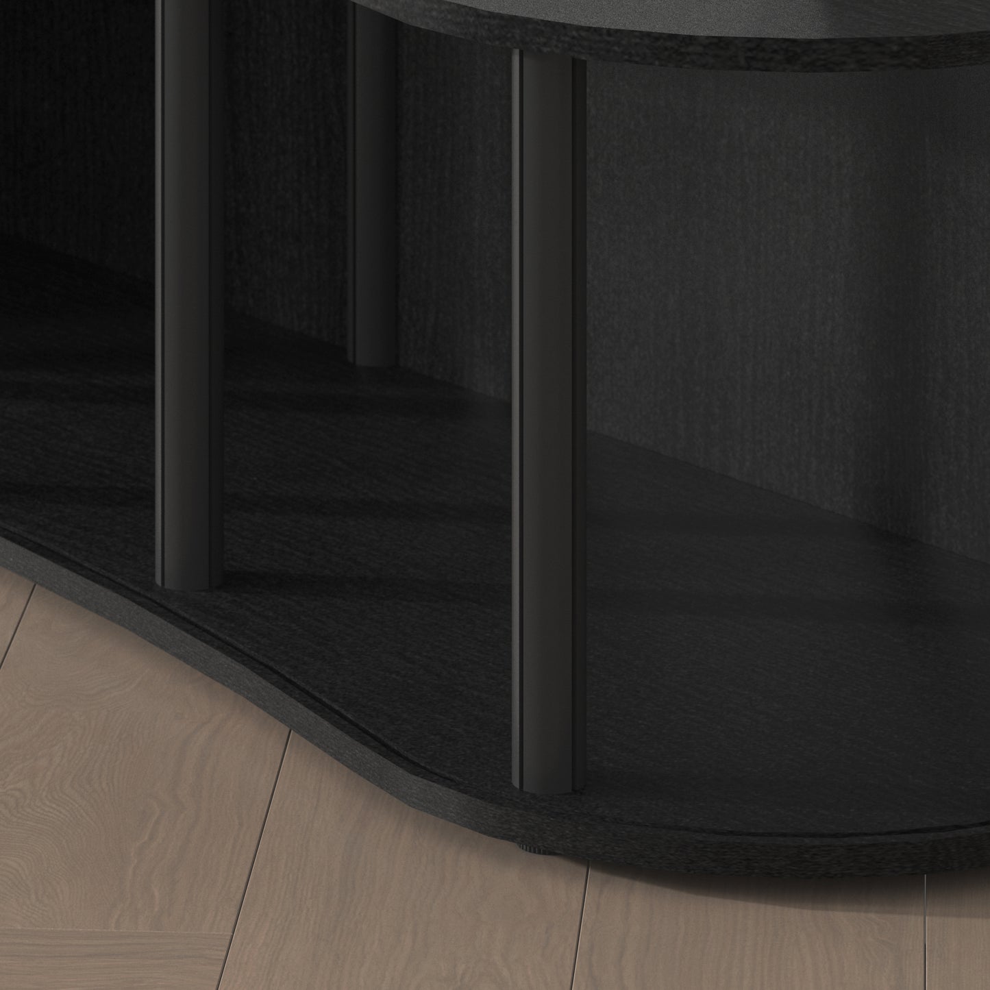 Galano Curved TV Stand with Sliding Doors, 59.1" W x 17.7" D x 14.9" H
