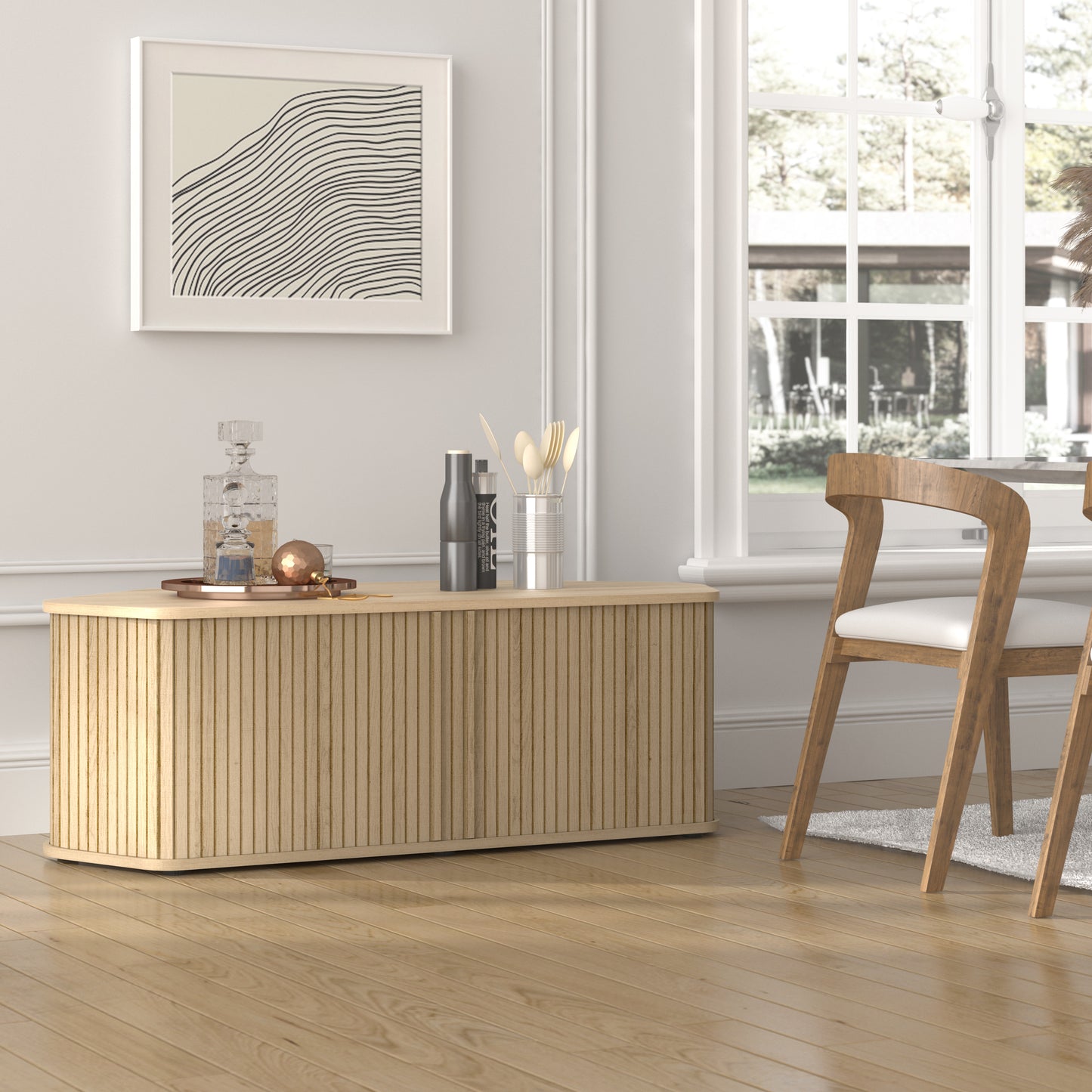 Galano Corner TV Stand with Fluted Doors 43.3" W × 20.0" D × 14.8" H
